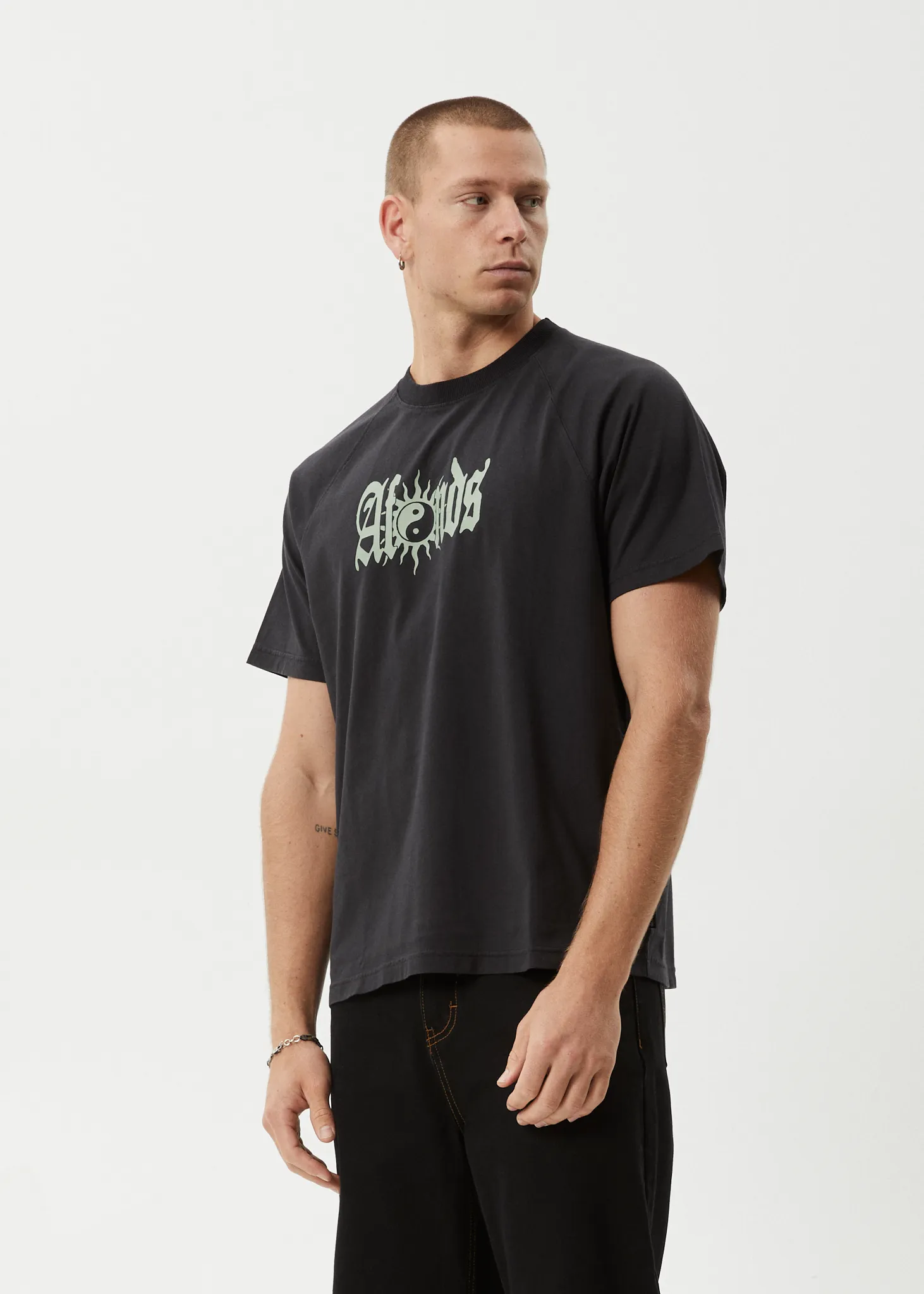AFENDS Mens Sun Bite - Raglan Boxy Tee - Stone Black sold by Afends product image thumbnail 3