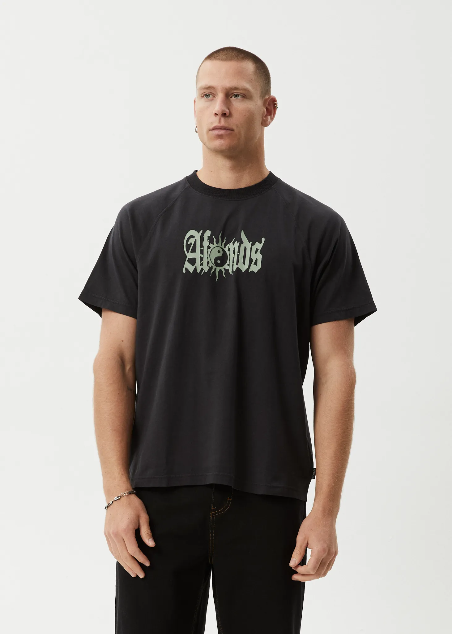AFENDS Mens Sun Bite - Raglan Boxy Tee - Stone Black sold by Afends product image thumbnail 2