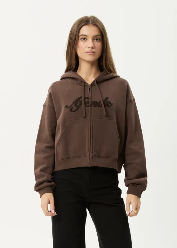 AFENDS Womens Kourt -  Zip Hood - Coffee sold by Afends