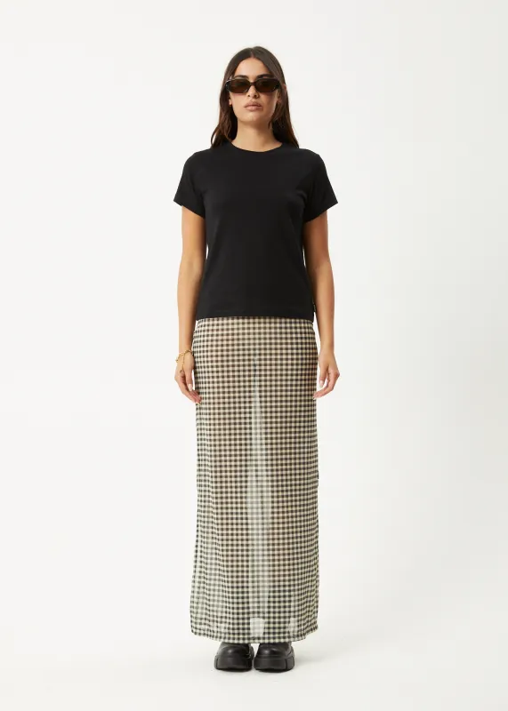 AFENDS Womens Gambet - Sheer Maxi Skirt - Black / Sand sold by Afends