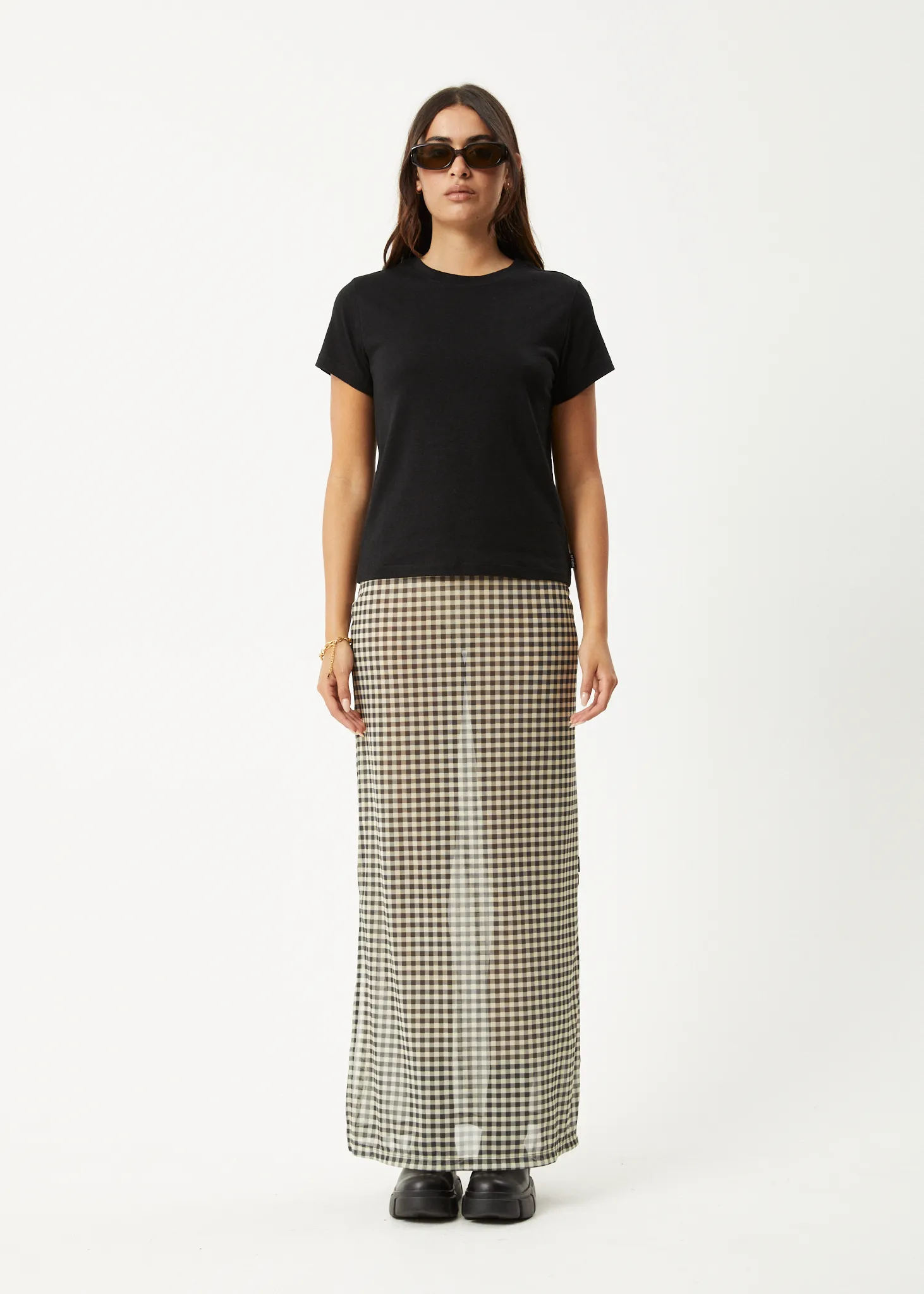 AFENDS Womens Gambet - Sheer Maxi Skirt - Black / Sand sold by Afends
