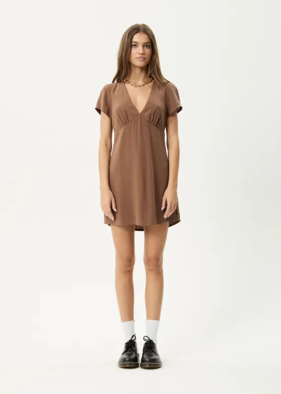 AFENDS Womens Hartley - Mini Dress - Cinnamon sold by Afends