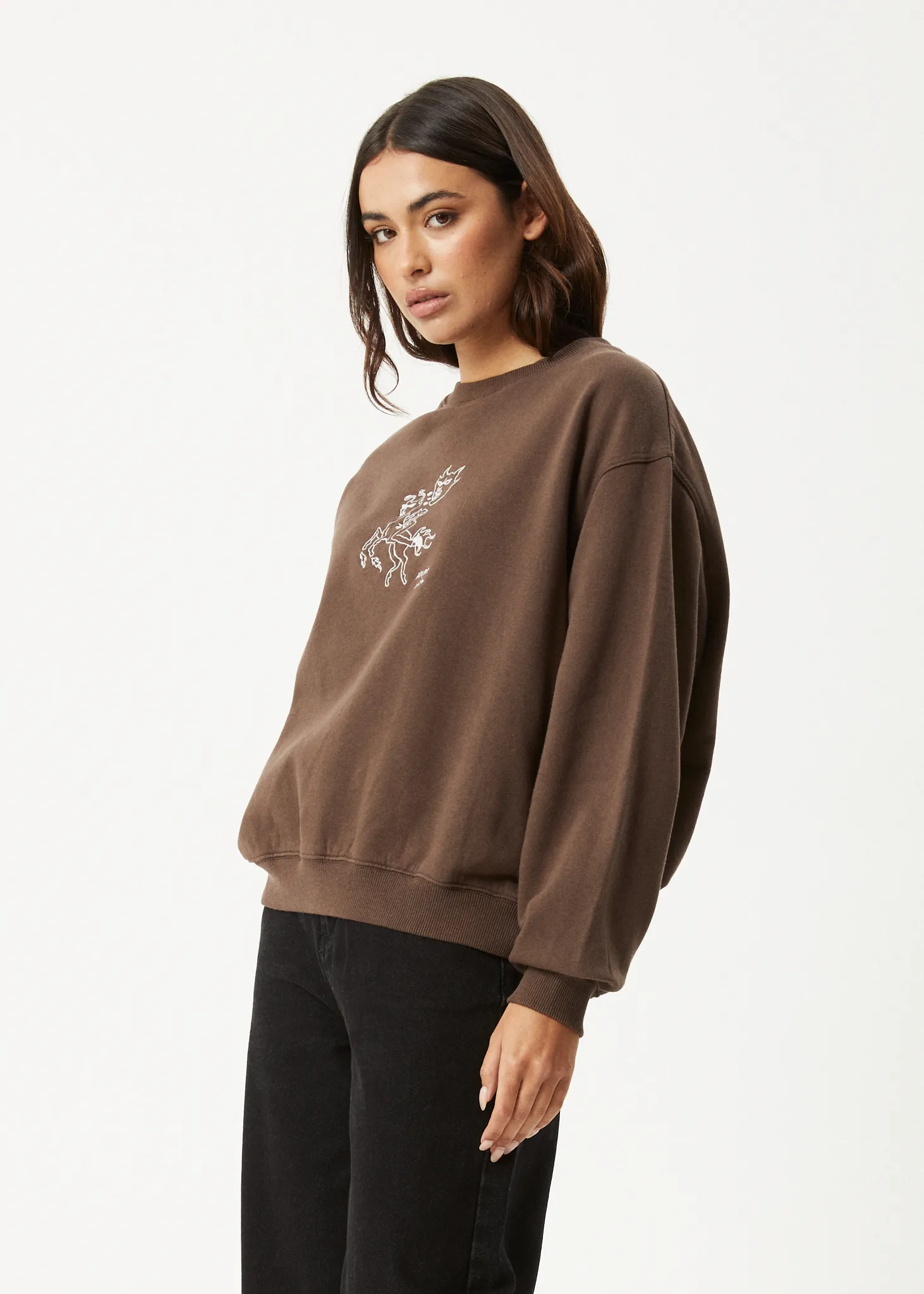 AFENDS Womens Mackie - Crew Neck Jumper - Coffee sold by Afends product image thumbnail 3