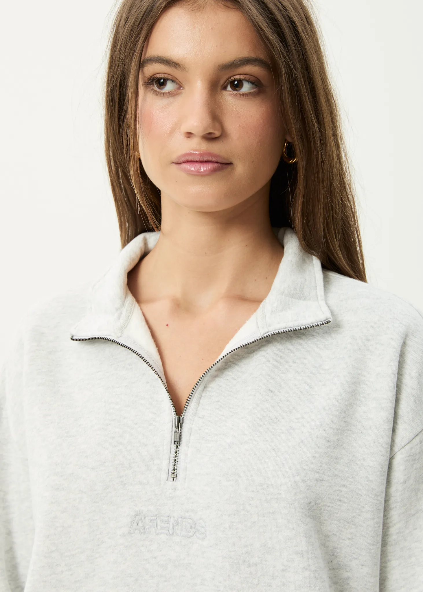 AFENDS Womens Carter - Quarter Zip Jumper - Grey Marle sold by Afends product image thumbnail 5