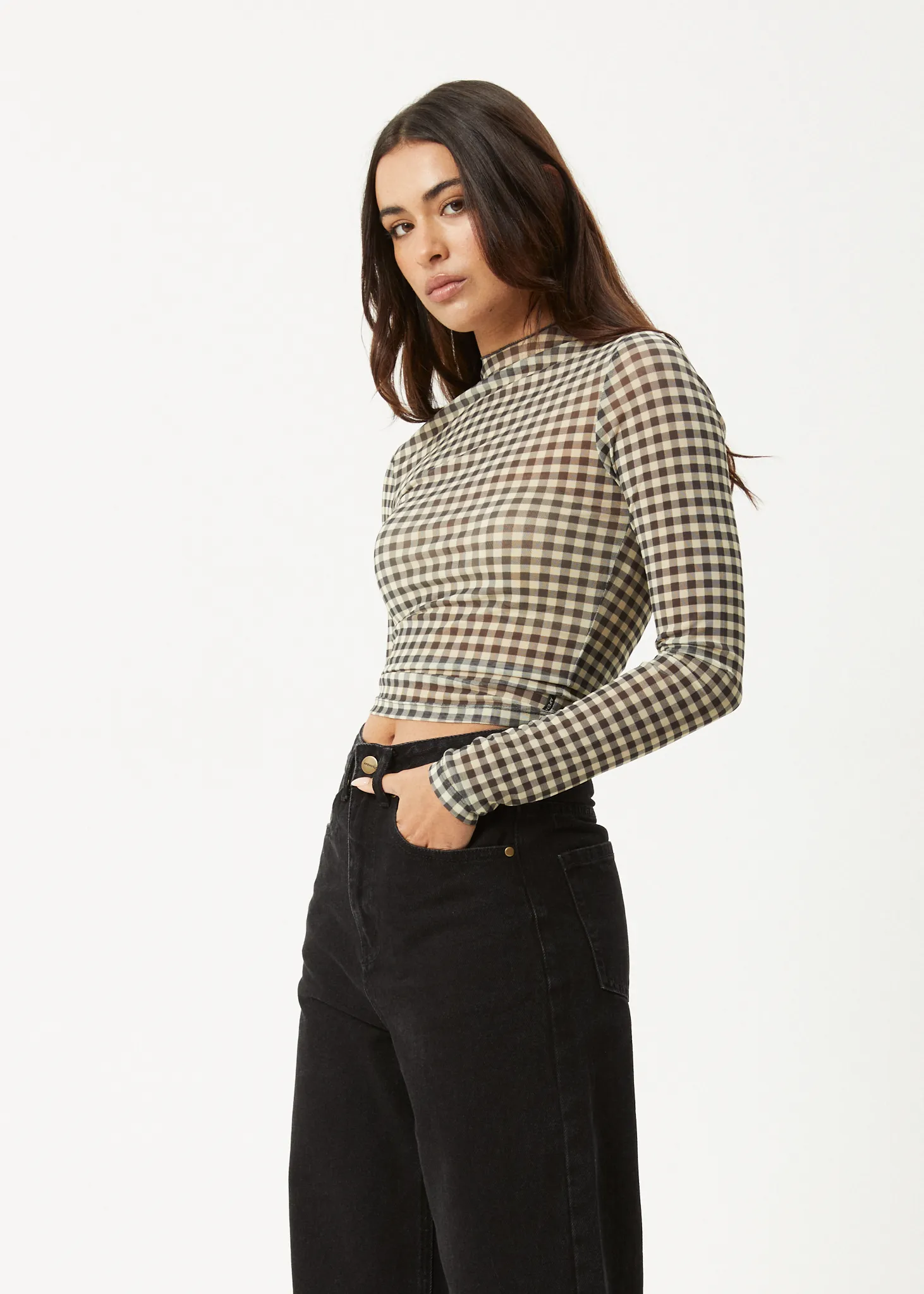 AFENDS Womens Gambet - Sheer Long Sleeve Top - Black / Sand sold by Afends product image thumbnail 3