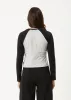 AFENDS Womens Adele - Long Sleeve Raglan Tee - Black / Grey Marle sold by Afends