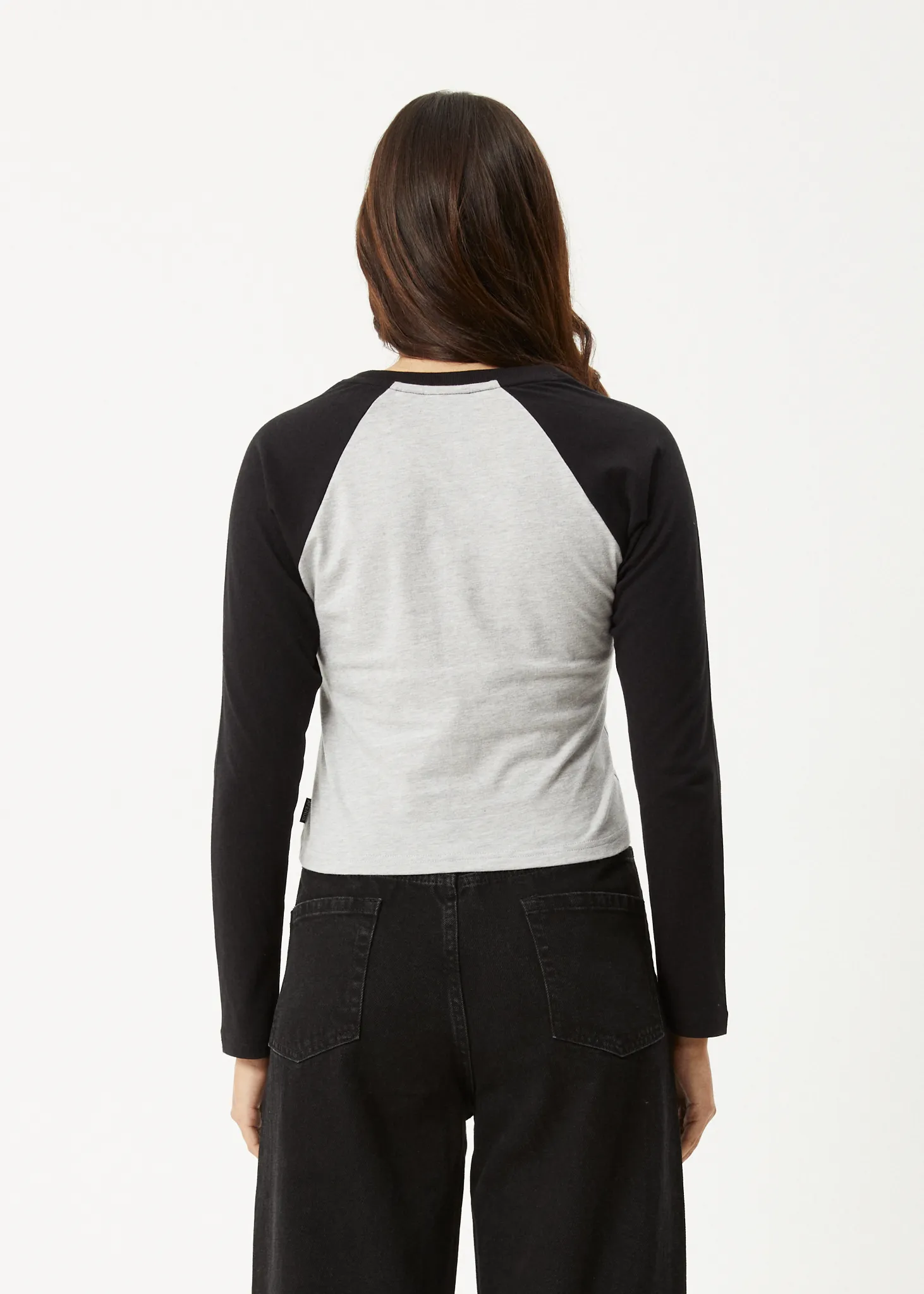 AFENDS Womens Adele - Long Sleeve Raglan Tee - Black / Grey Marle sold by Afends product image thumbnail 5