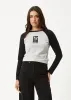 AFENDS Womens Adele - Long Sleeve Raglan Tee - Black / Grey Marle sold by Afends