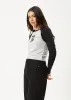 AFENDS Womens Adele - Long Sleeve Raglan Tee - Black / Grey Marle sold by Afends