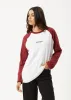 AFENDS Womens Ryan - Oversized Long Sleeve Raglan Tee - Burgundy sold by Afends
