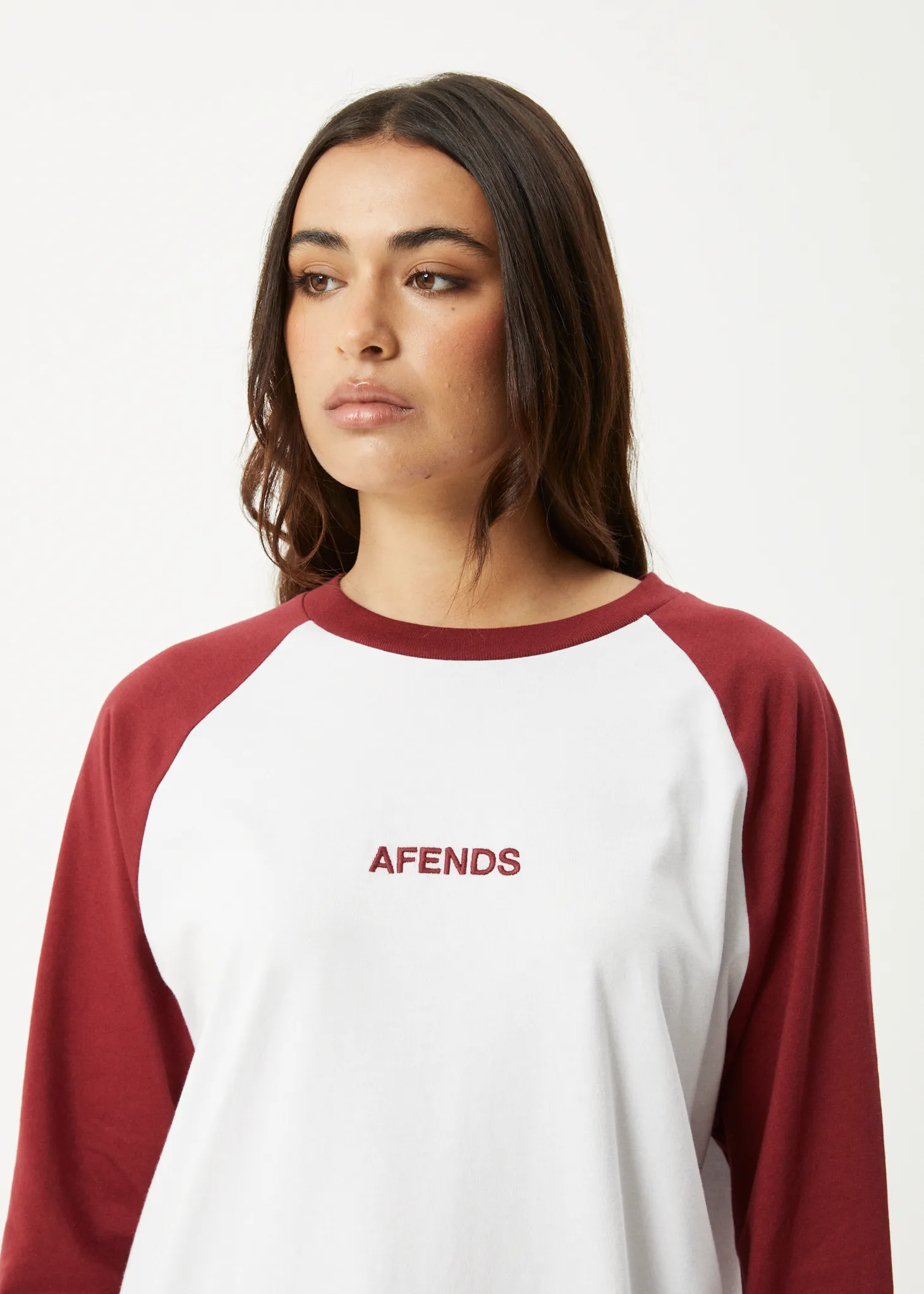 AFENDS Womens Ryan - Oversized Long Sleeve Raglan Tee - Burgundy sold by Afends product image thumbnail 2