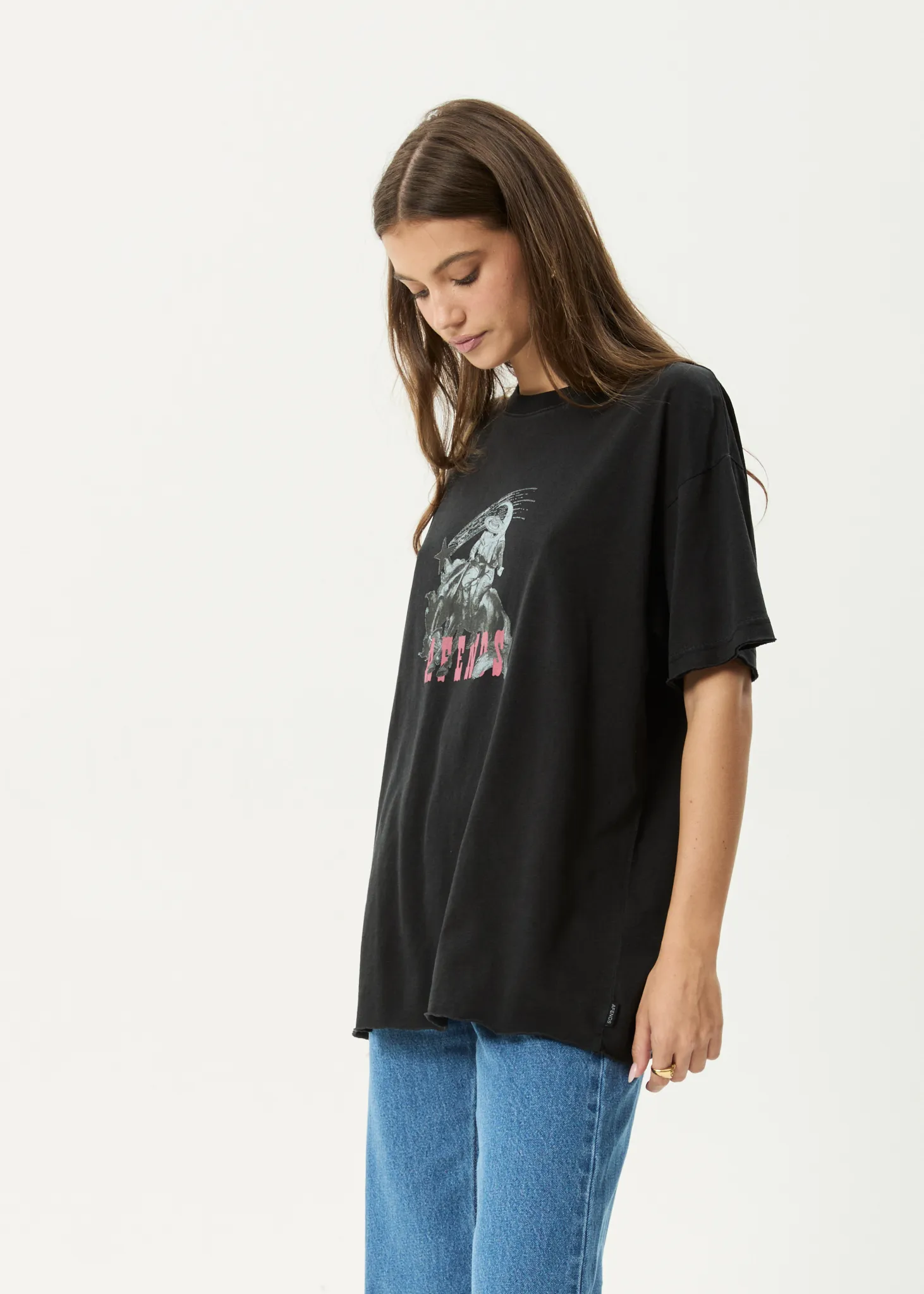 AFENDS Womens Cosmic Cow - Oversized Tee - Stone Black sold by Afends product image thumbnail 3