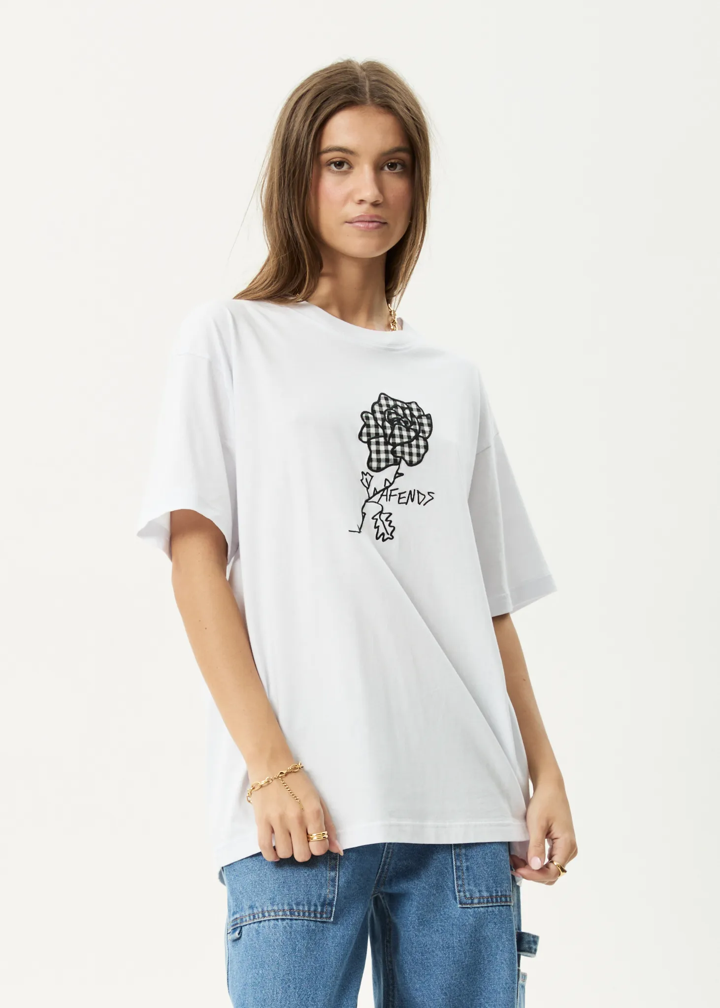 AFENDS Womens Patches - Oversized Tee - White sold by Afends