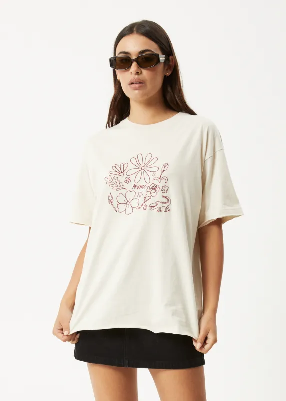AFENDS Womens Shapes -  Oversized Tee - Moonbeam made by Afends