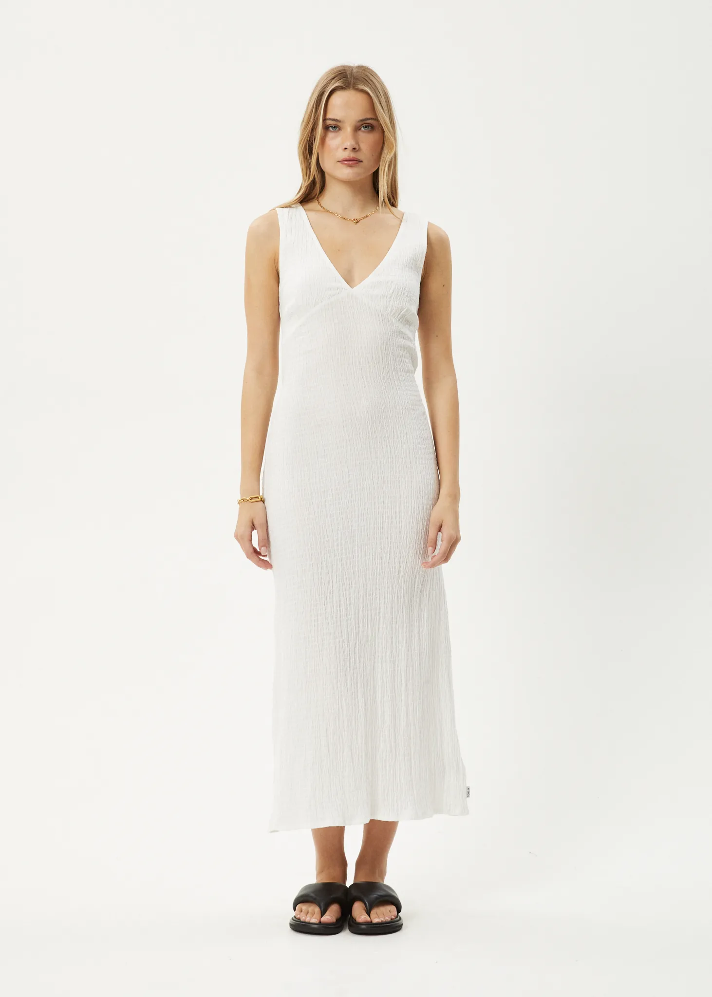 AFENDS Womens Focus - Seersucker Maxi Dress - Off White sold by Afends product image thumbnail 3