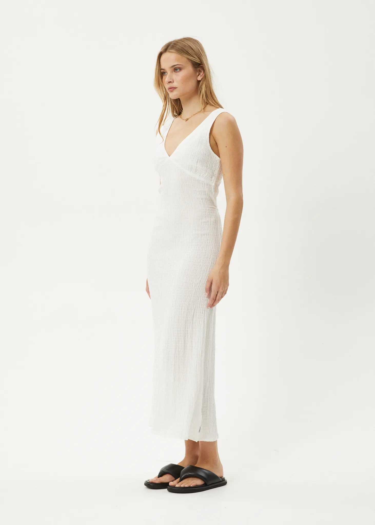 AFENDS Womens Focus - Seersucker Maxi Dress - Off White sold by Afends product image thumbnail 4