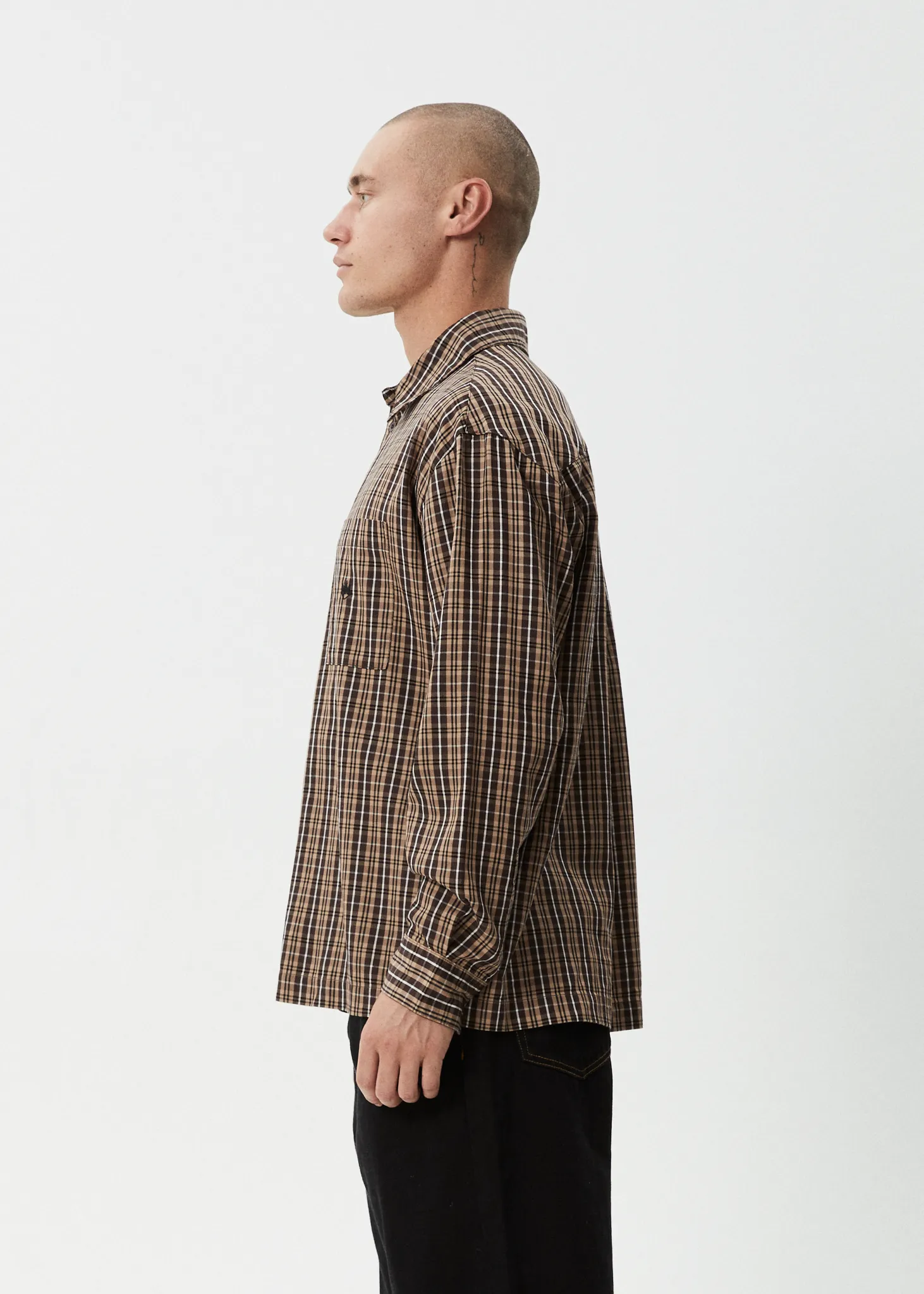 AFENDS Mens Hometown - Long Sleeve Shirt - Coffee sold by Afends product image thumbnail 4