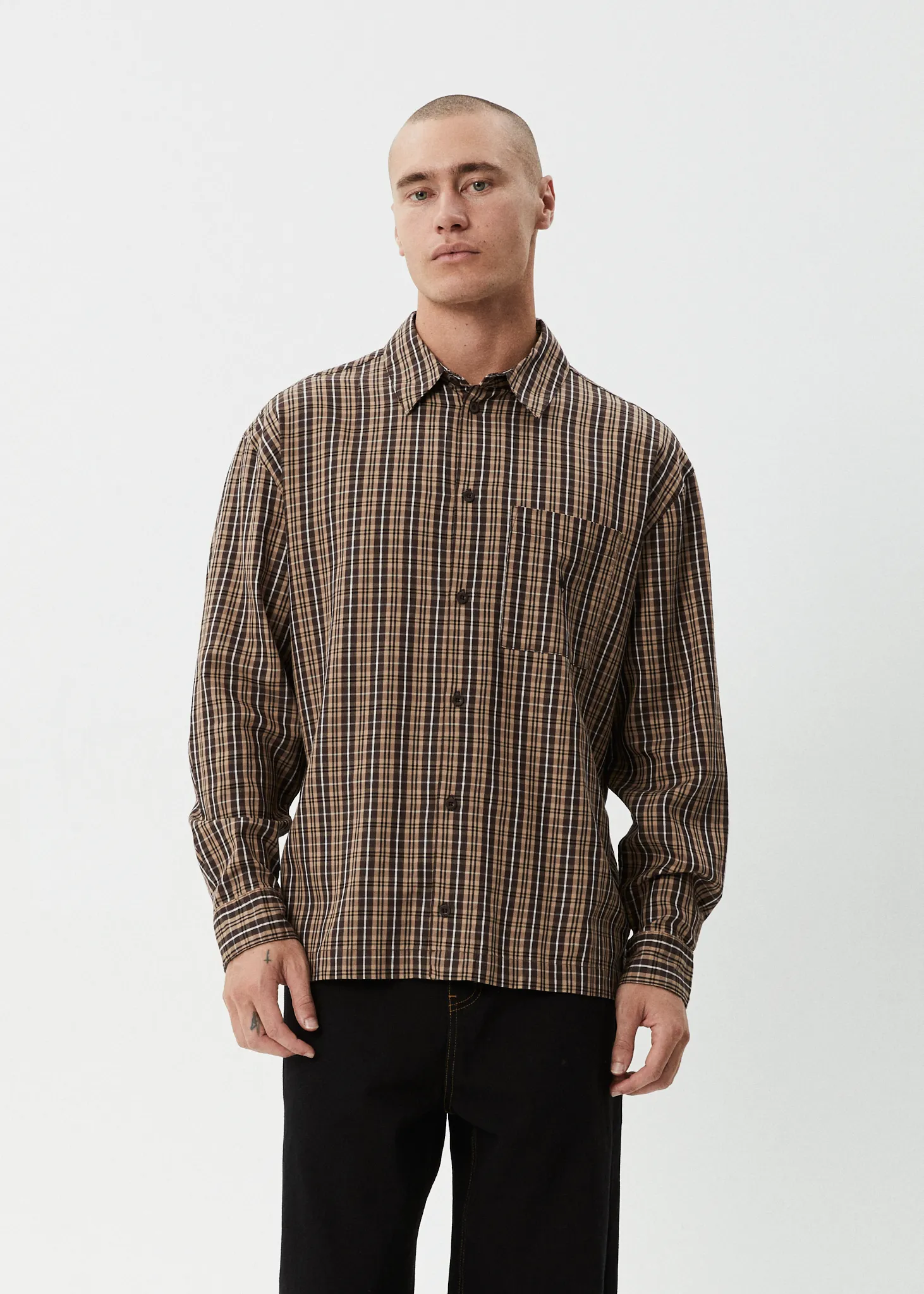 AFENDS Mens Hometown - Long Sleeve Shirt - Coffee sold by Afends product image thumbnail 3