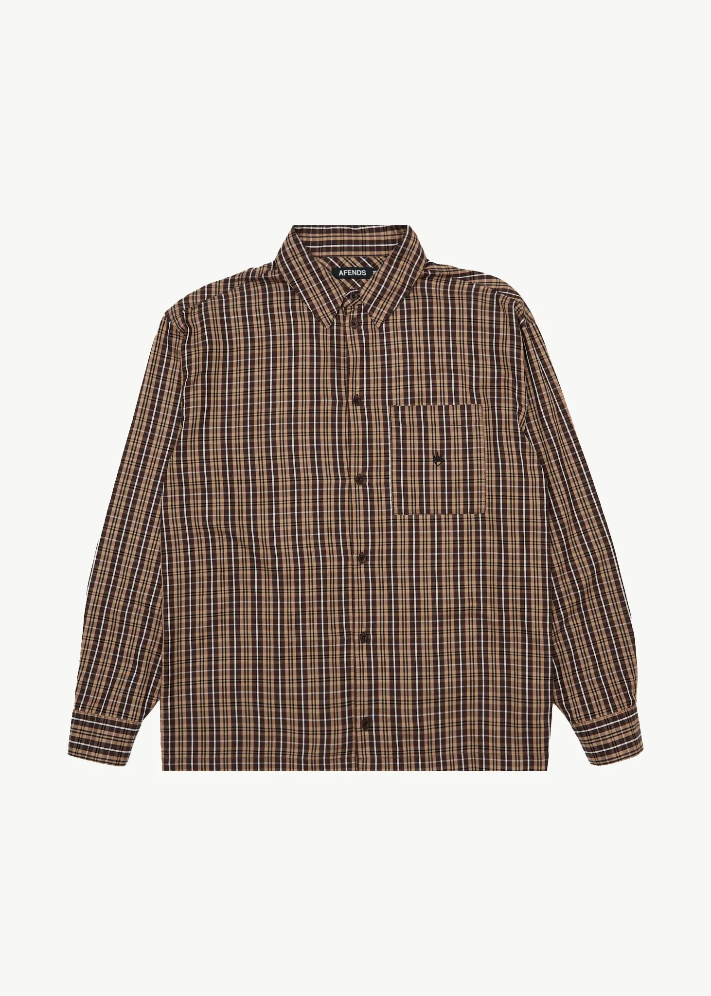 AFENDS Mens Hometown - Long Sleeve Shirt - Coffee sold by Afends