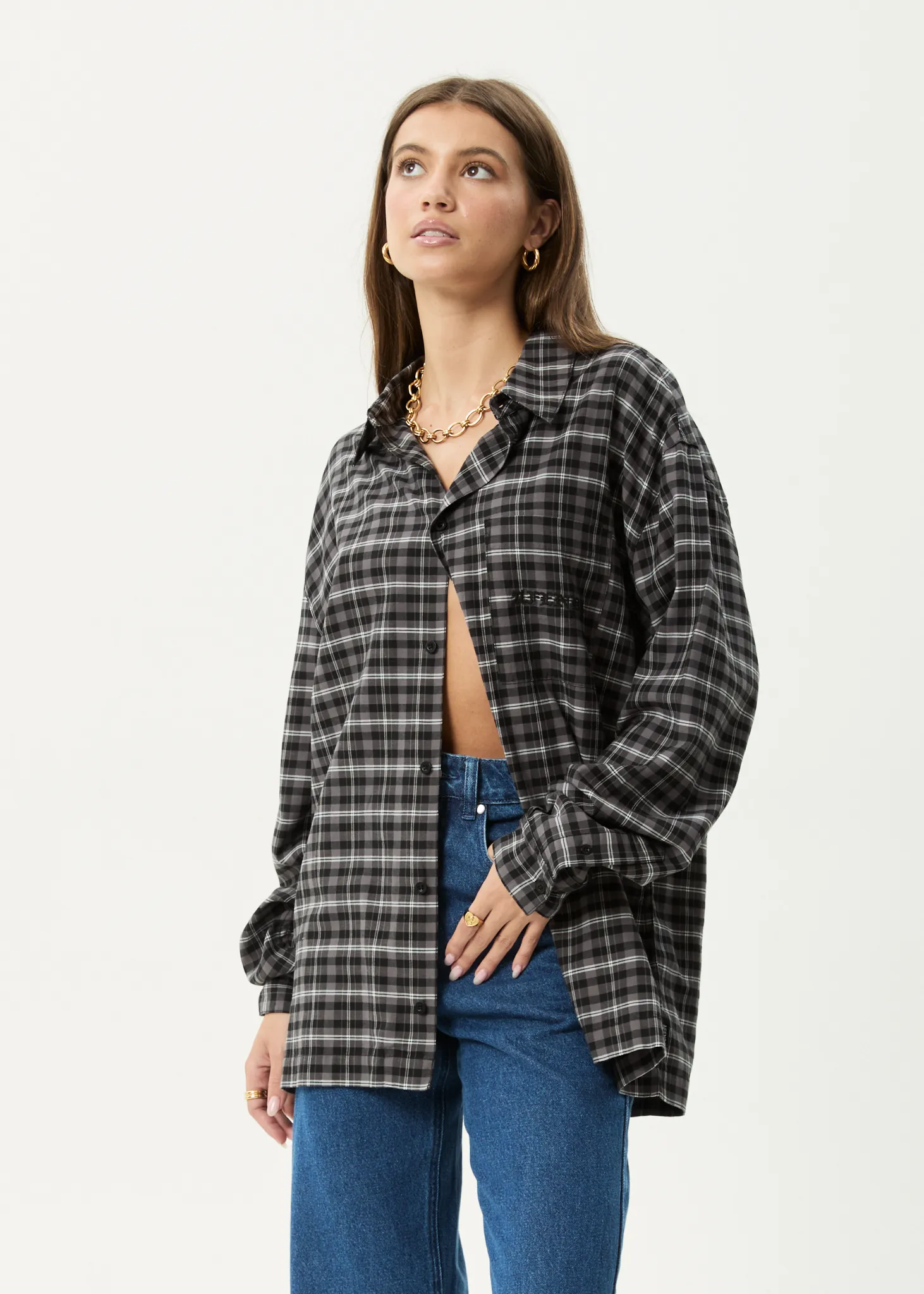 AFENDS Mens Darkness - Long Sleeve Shirt - Black Check sold by Afends product image thumbnail 4