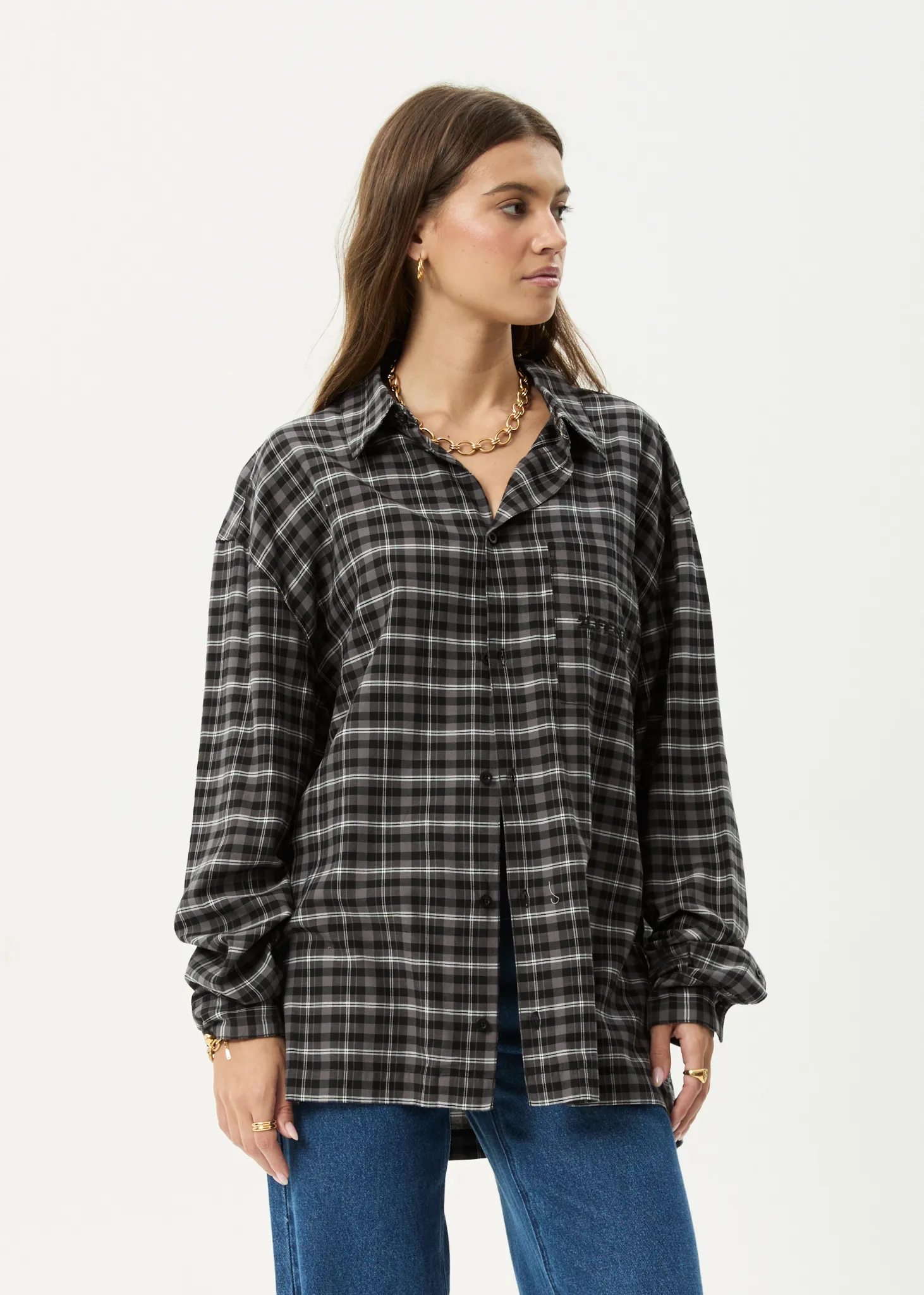AFENDS Mens Darkness - Long Sleeve Shirt - Black Check sold by Afends product image thumbnail 2