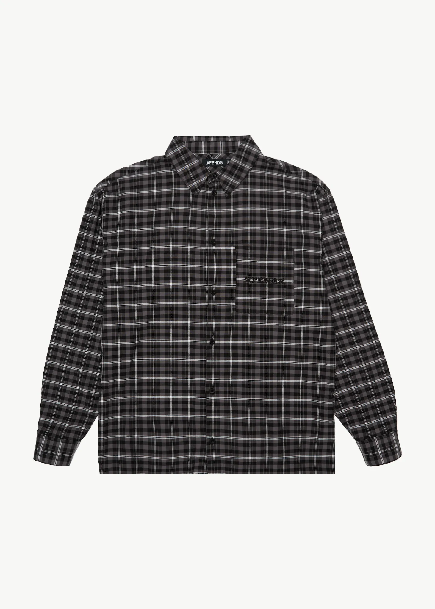 AFENDS Mens Darkness - Long Sleeve Shirt - Black Check sold by Afends
