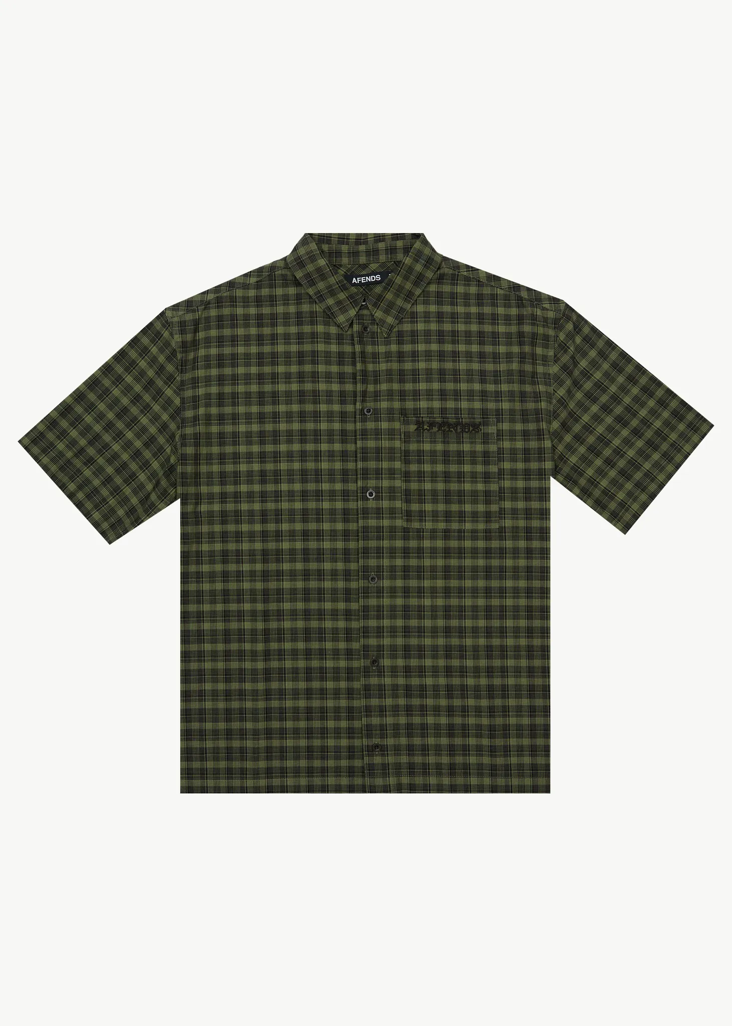 AFENDS Mens Ghost - Short Sleeve Shirt - Oil Green sold by Afends