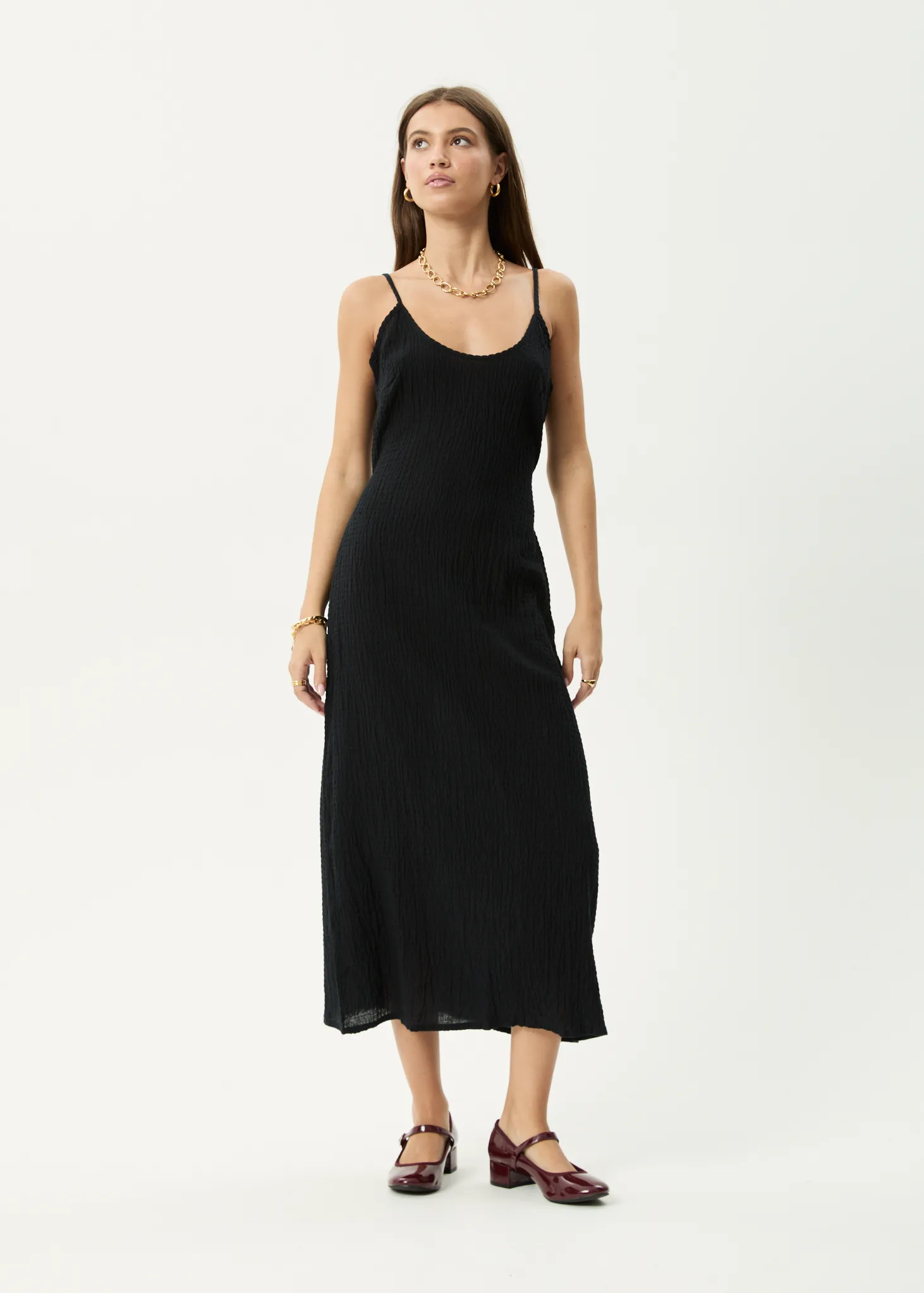 AFENDS Womens Rumi - Seersucker Midi Dress - Black sold by Afends product image thumbnail 2