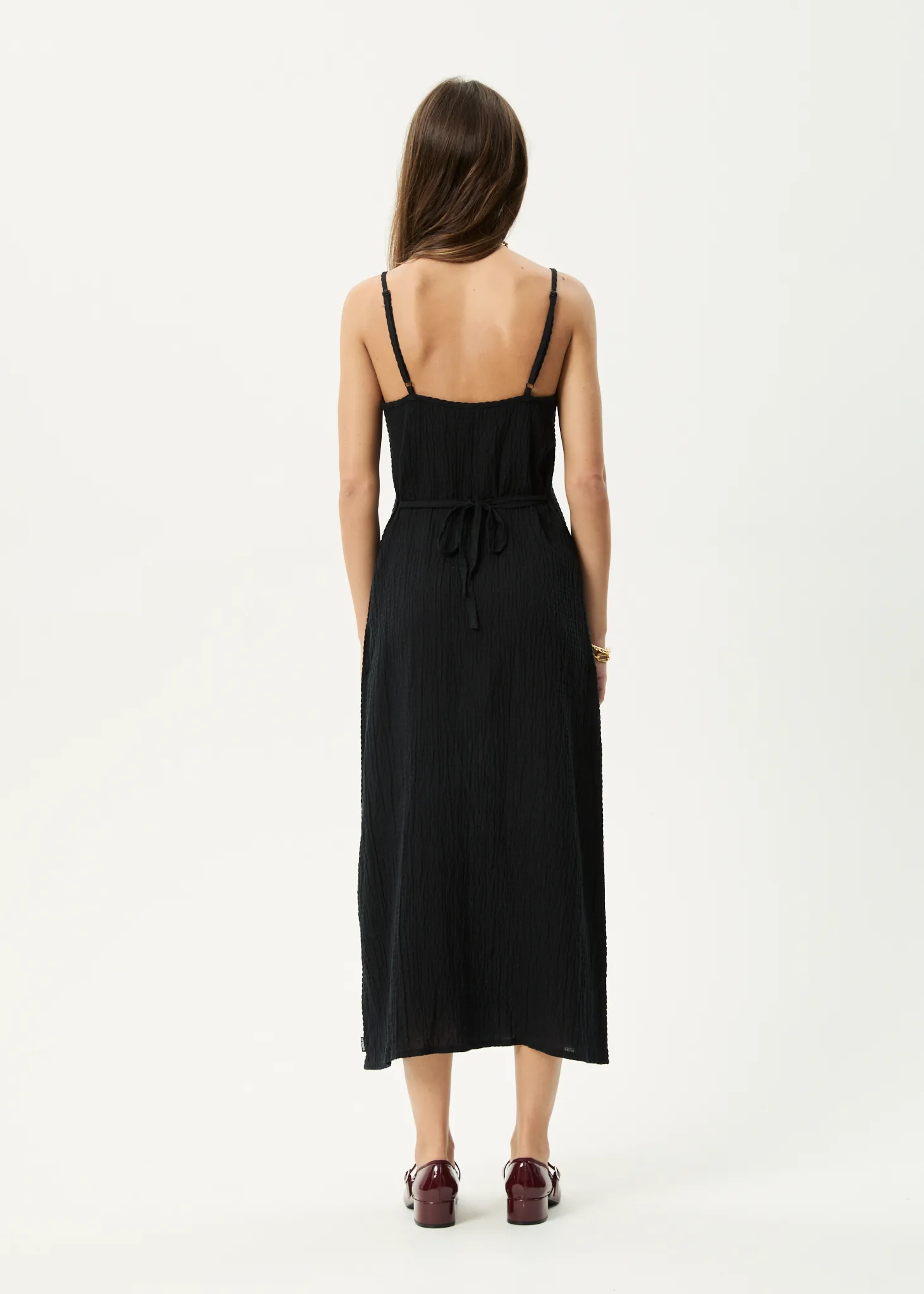 AFENDS Womens Rumi - Seersucker Midi Dress - Black sold by Afends product image thumbnail 5