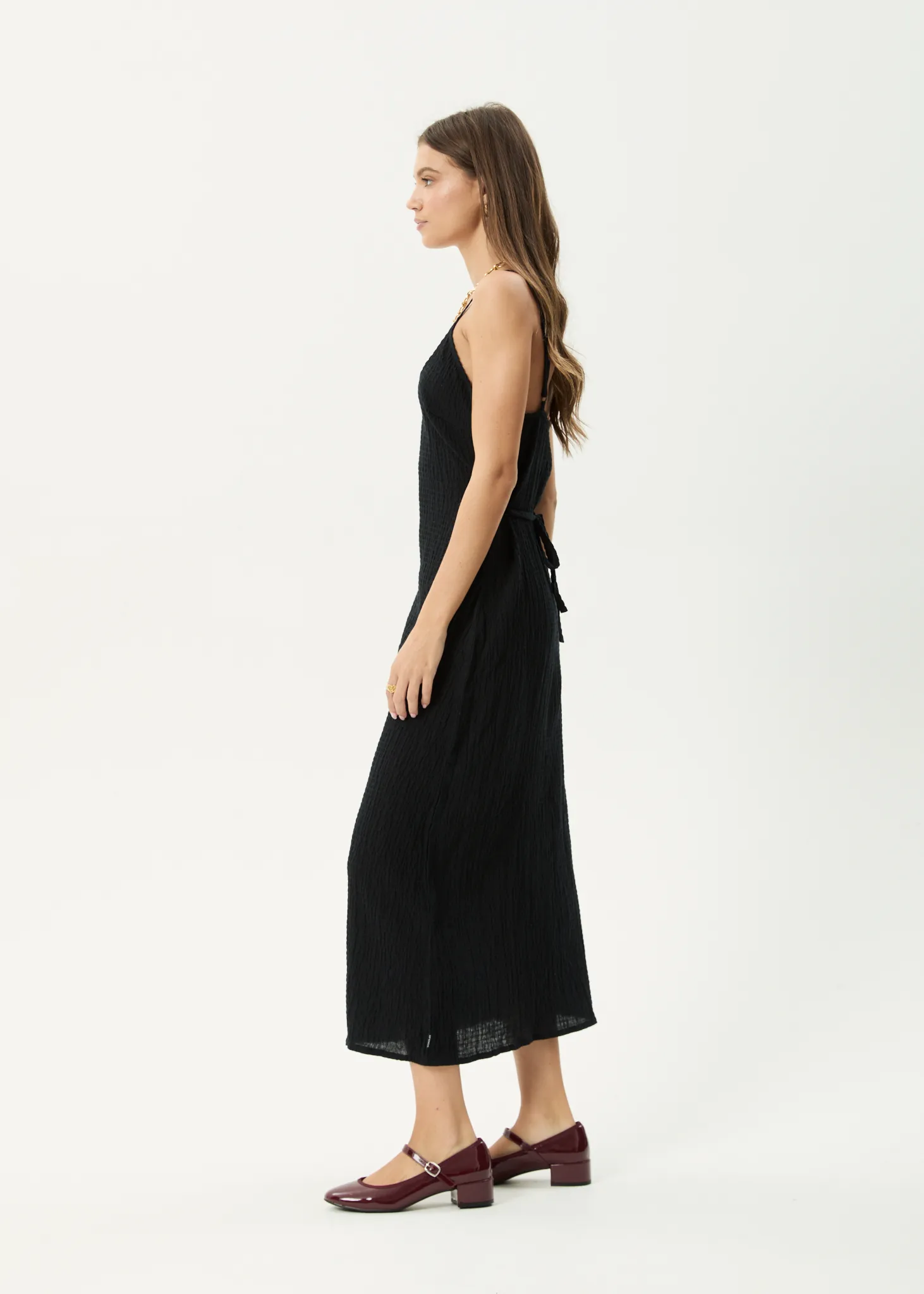 AFENDS Womens Rumi - Seersucker Midi Dress - Black sold by Afends product image thumbnail 4