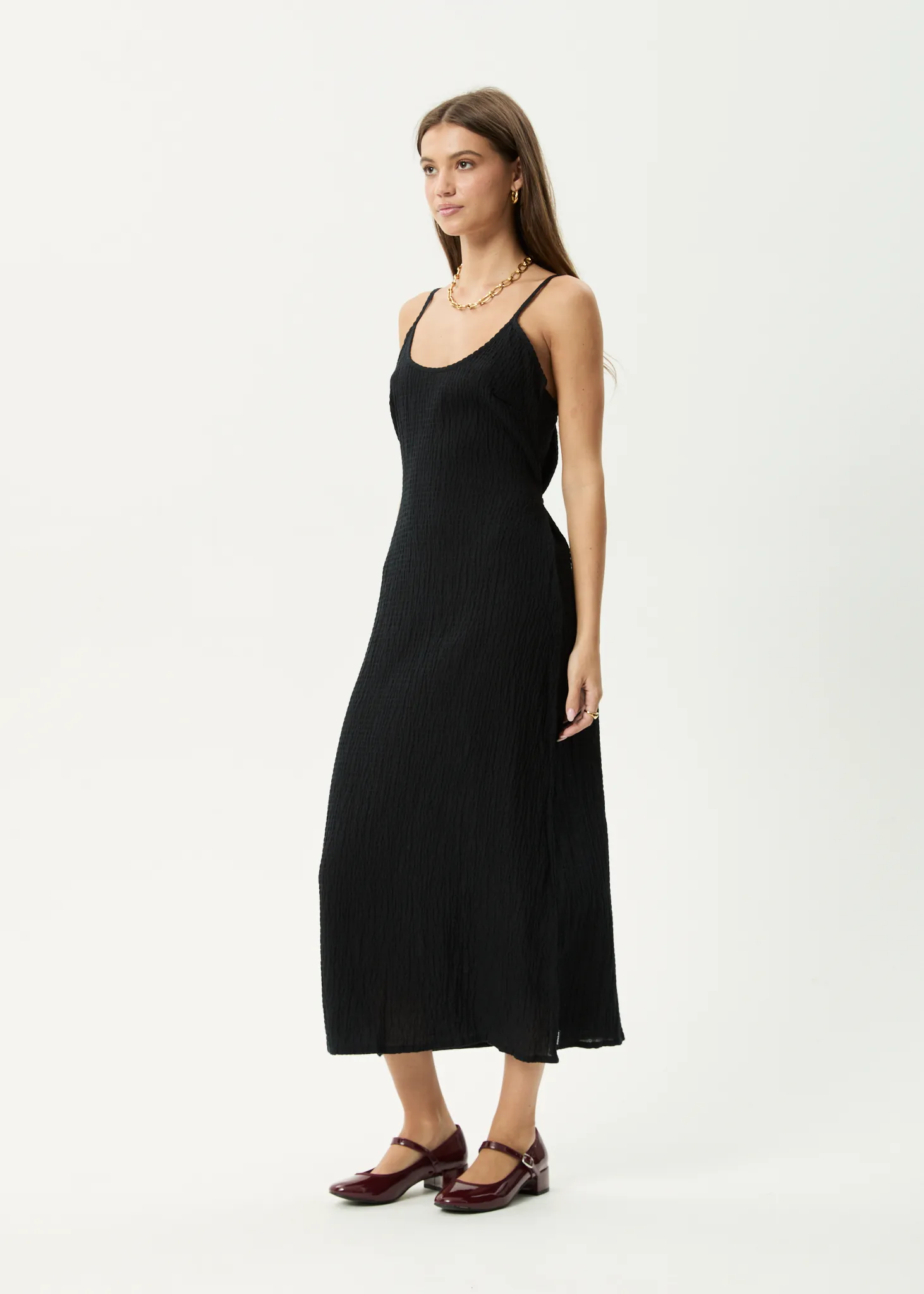 AFENDS Womens Rumi - Seersucker Midi Dress - Black sold by Afends product image thumbnail 3
