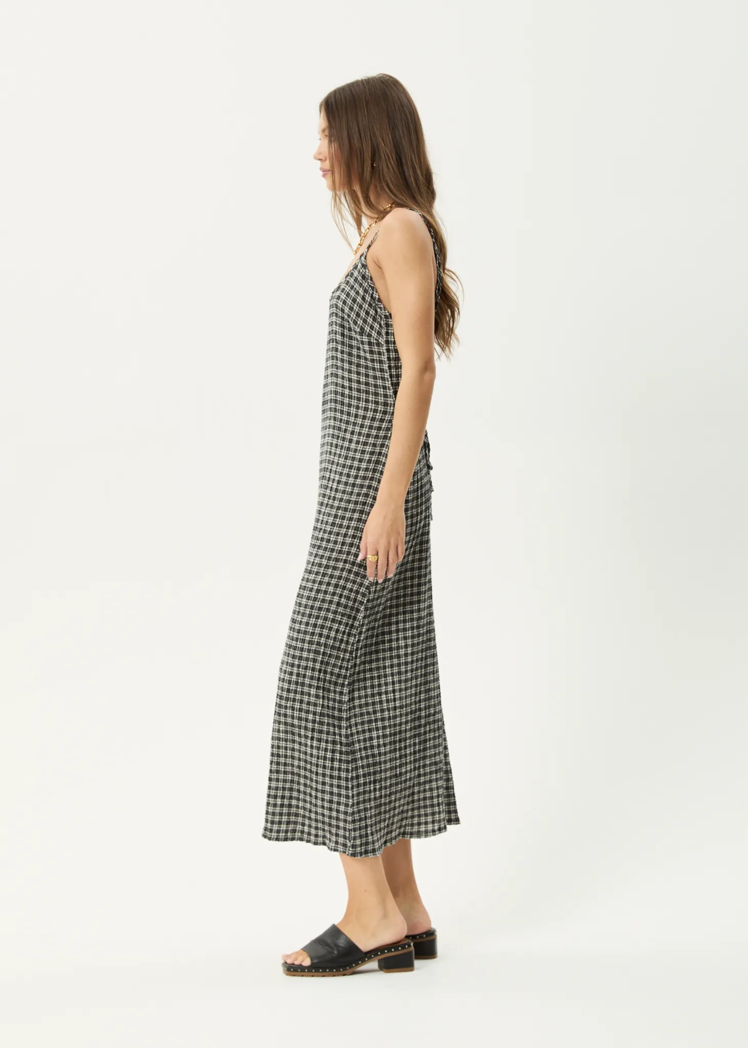 AFENDS Womens Rumi - Seersucker Midi Dress - Steel Check sold by Afends product image thumbnail 4