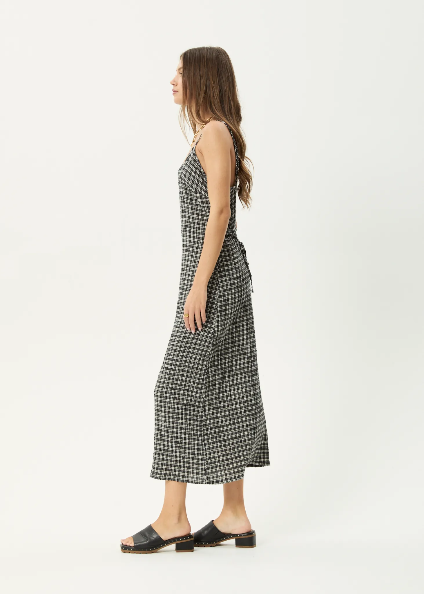 AFENDS Womens Rumi - Seersucker Midi Dress - Steel Check sold by Afends product image thumbnail 5