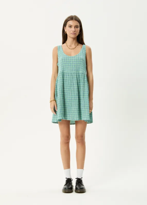 AFENDS Womens Creator Jesse - Seersucker Mini Dress - Pine sold by Afends