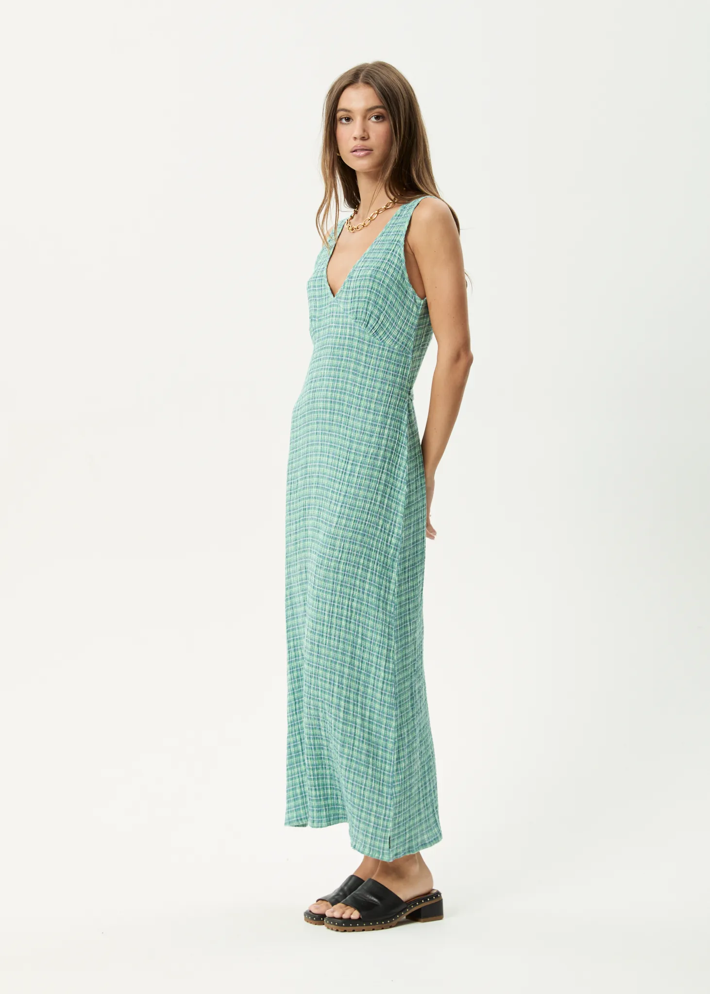 AFENDS Womens Creator - Seersucker Maxi Dress - Pine sold by Afends product image thumbnail 3