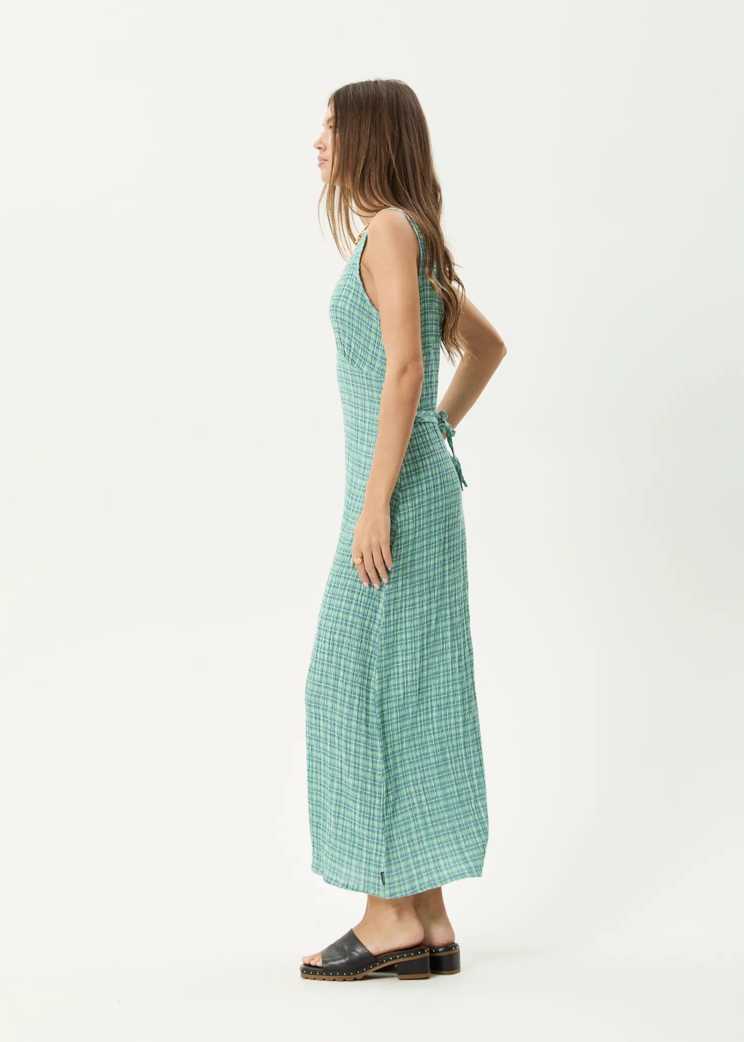AFENDS Womens Creator - Seersucker Maxi Dress - Pine sold by Afends product image thumbnail 4