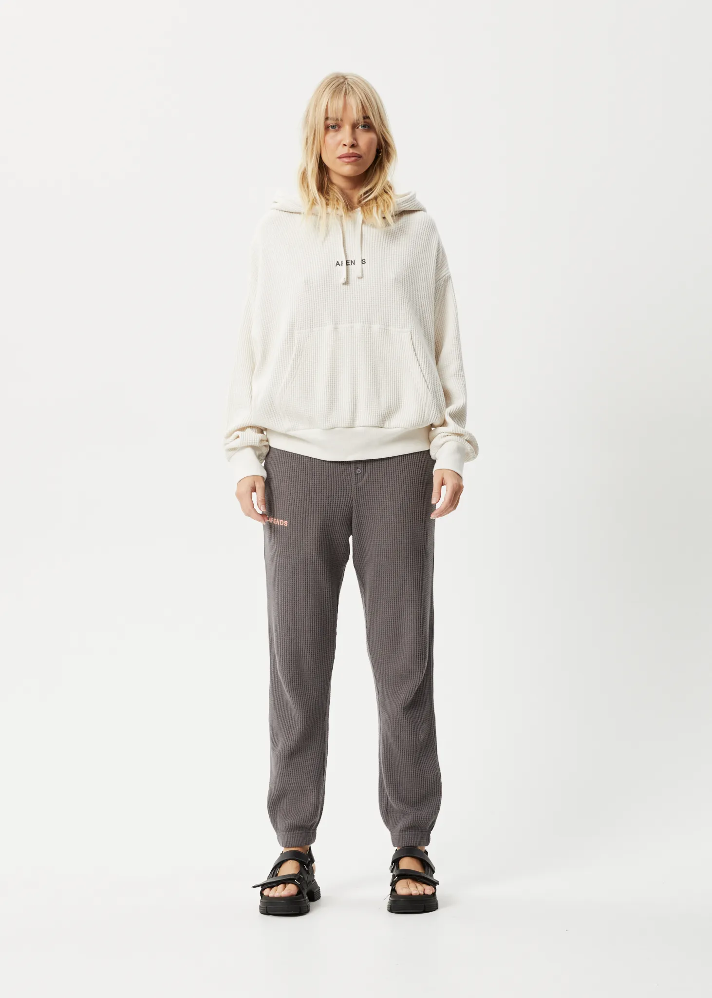 AFENDS Womens Ari - Waffle Hoodie - Off White sold by Afends product image thumbnail 3