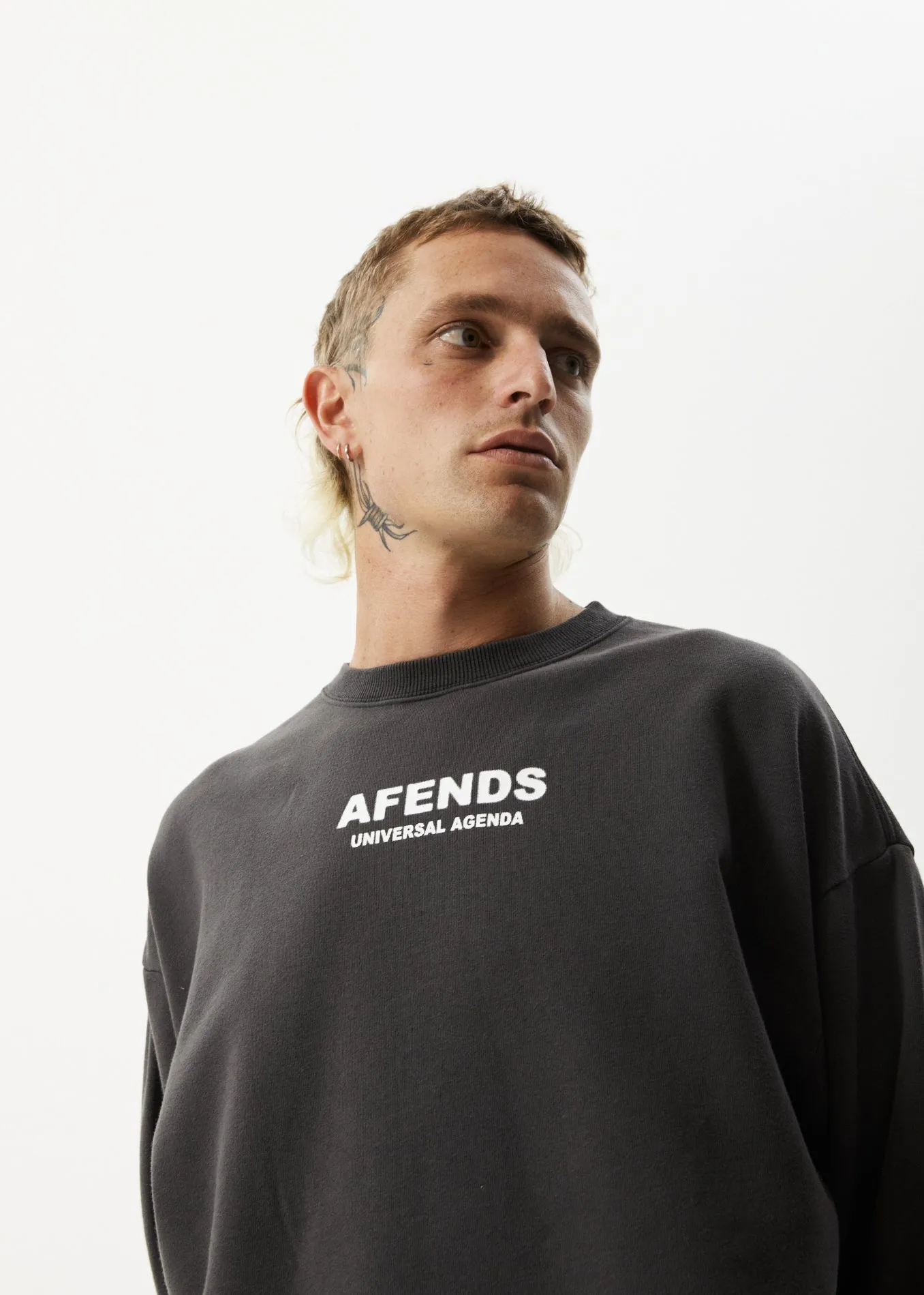 AFENDS Mens Universal - Crew Neck Jumper - Stone Black sold by Afends product image thumbnail 5