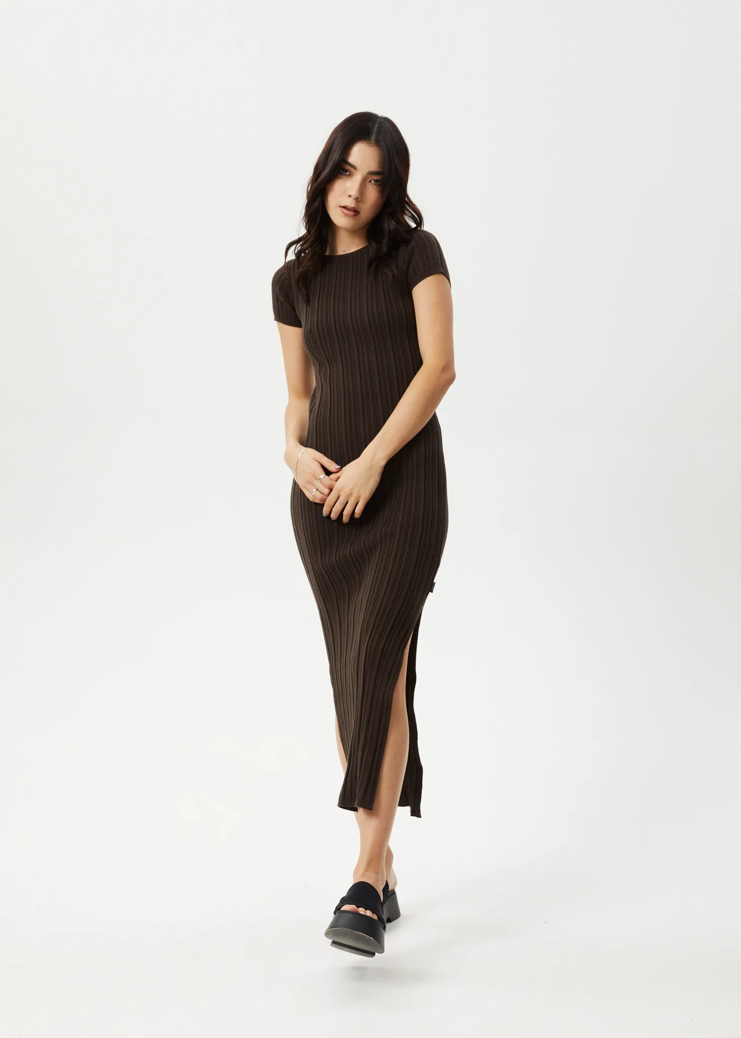 AFENDS Womens Landed - Knit Maxi Dress - Coffee sold by Afends