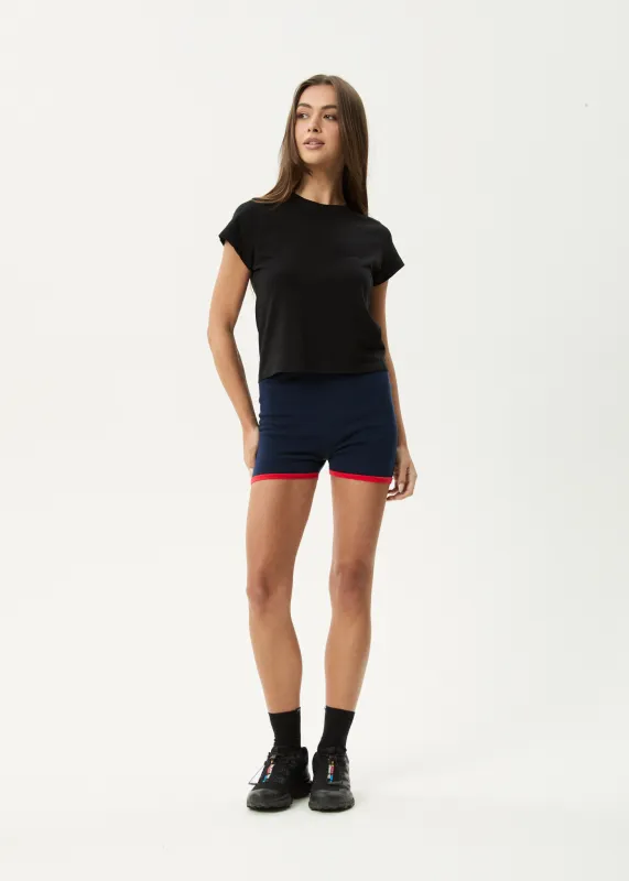 AFENDS Womens Set Fire - Knit Short - Navy / Tomato sold by Afends