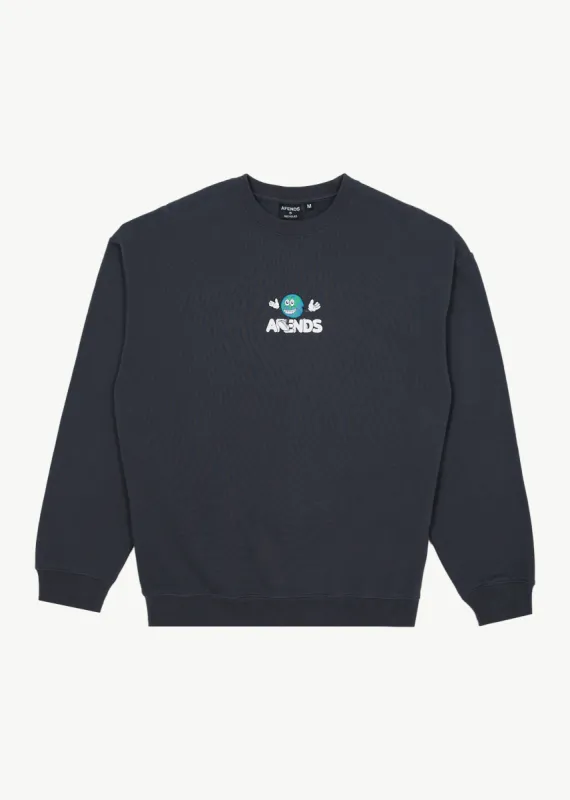 AFENDS Mens Hometown - Crew Neck - Charcoal sold by Afends