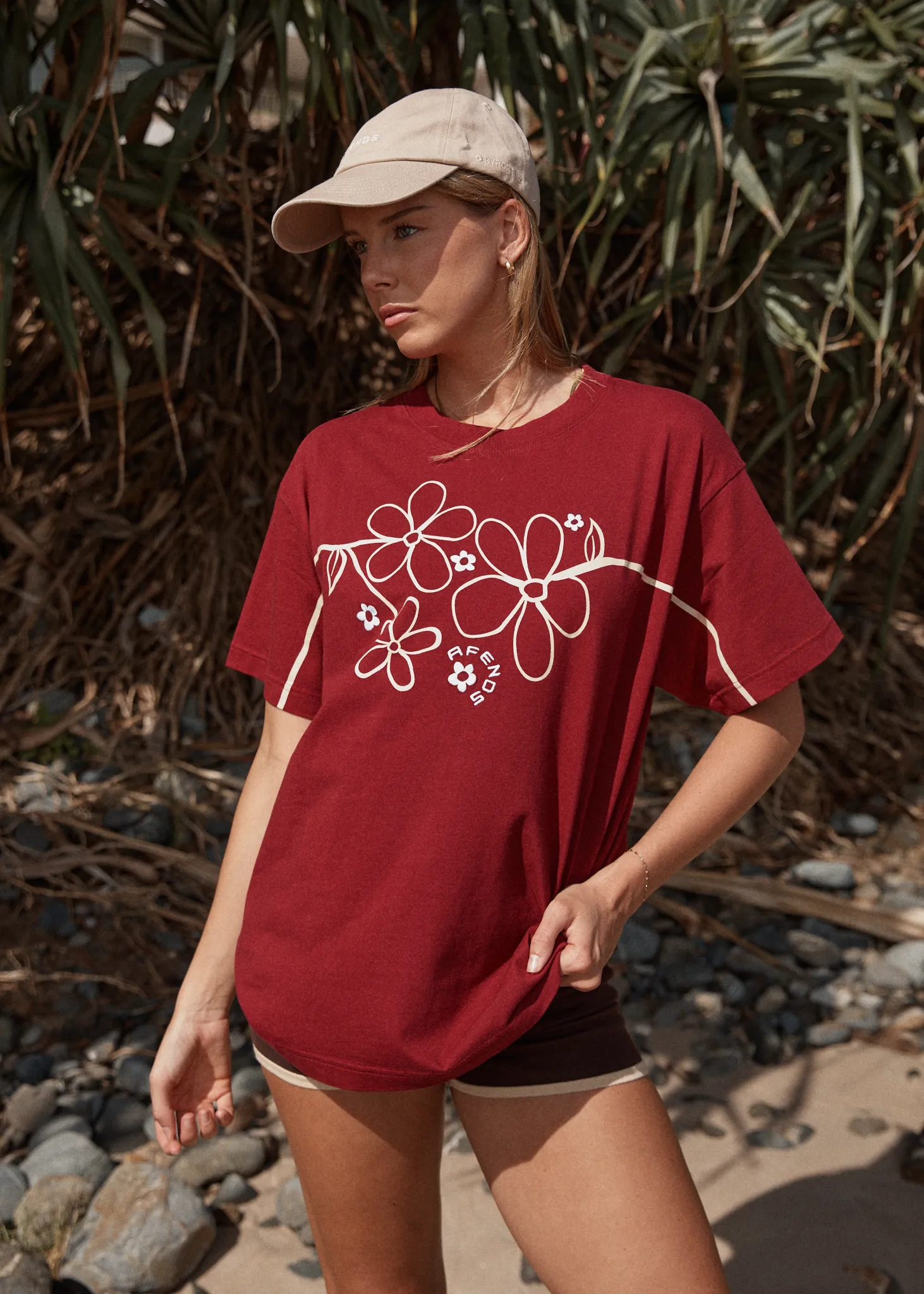 AFENDS Womens Tranquil - Oversized Tee - Burgundy sold by Afends product image thumbnail 2