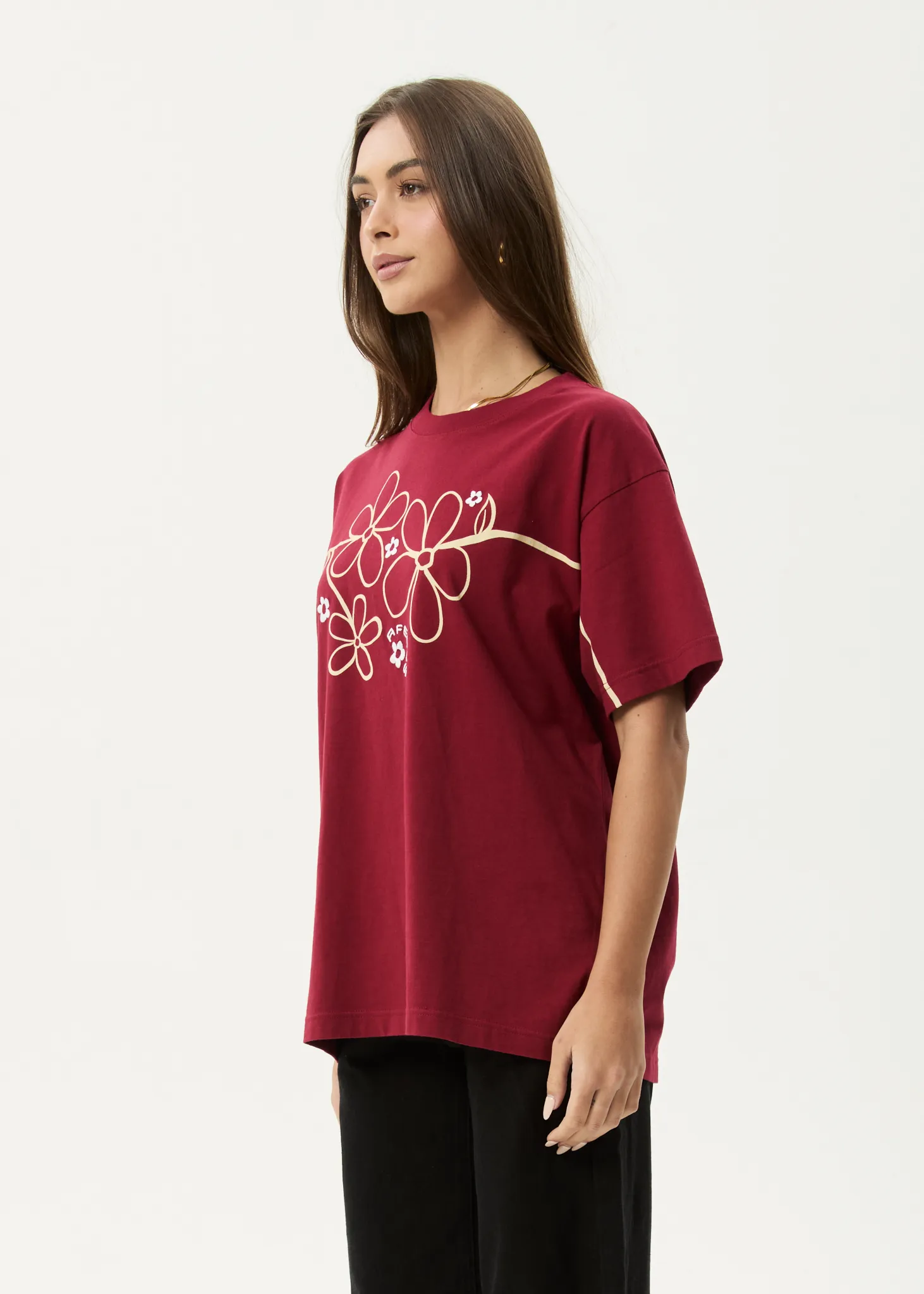 AFENDS Womens Tranquil - Oversized Tee - Burgundy sold by Afends product image thumbnail 3
