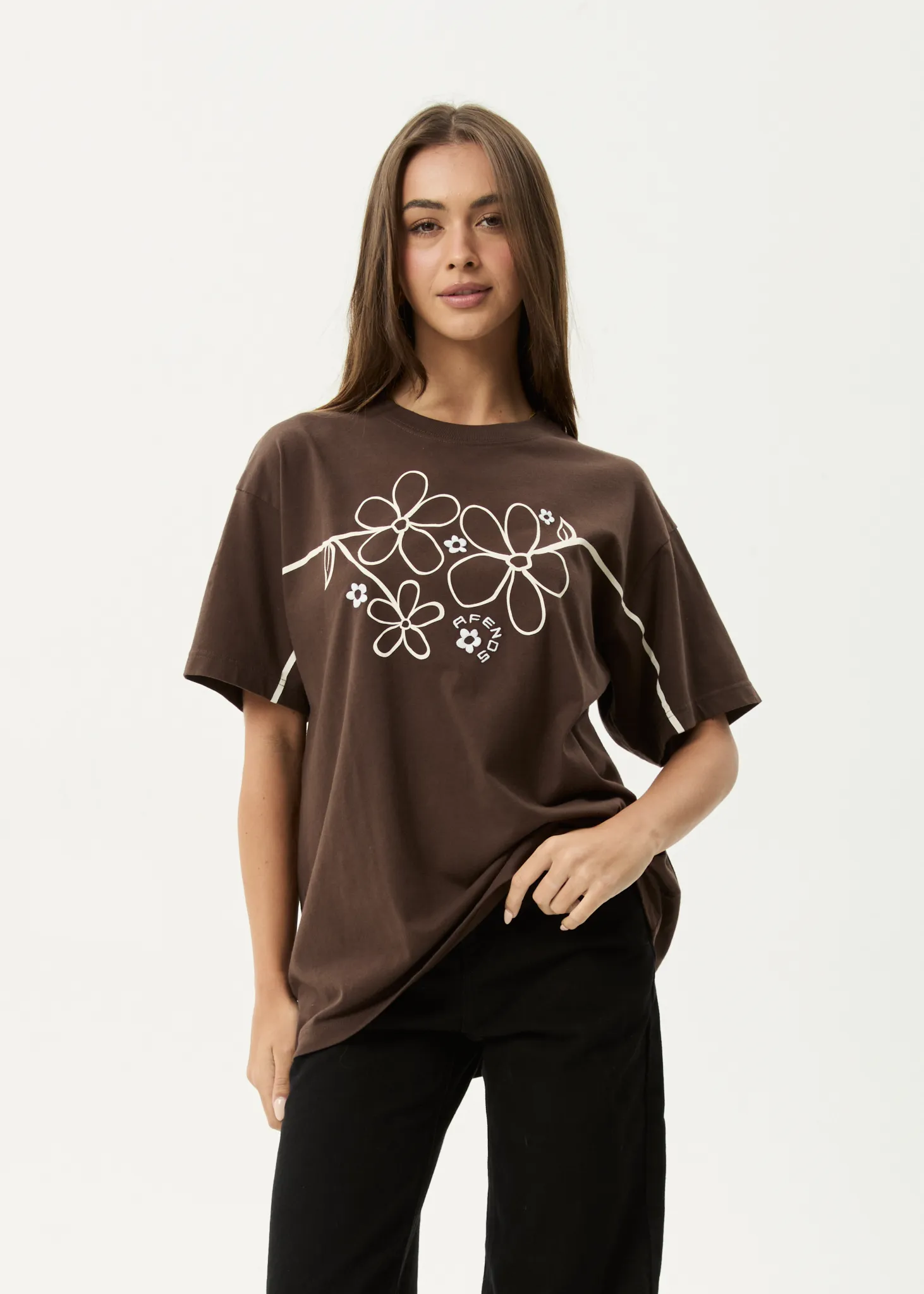 AFENDS Womens Tranquil - Oversized Tee - Coffee sold by Afends