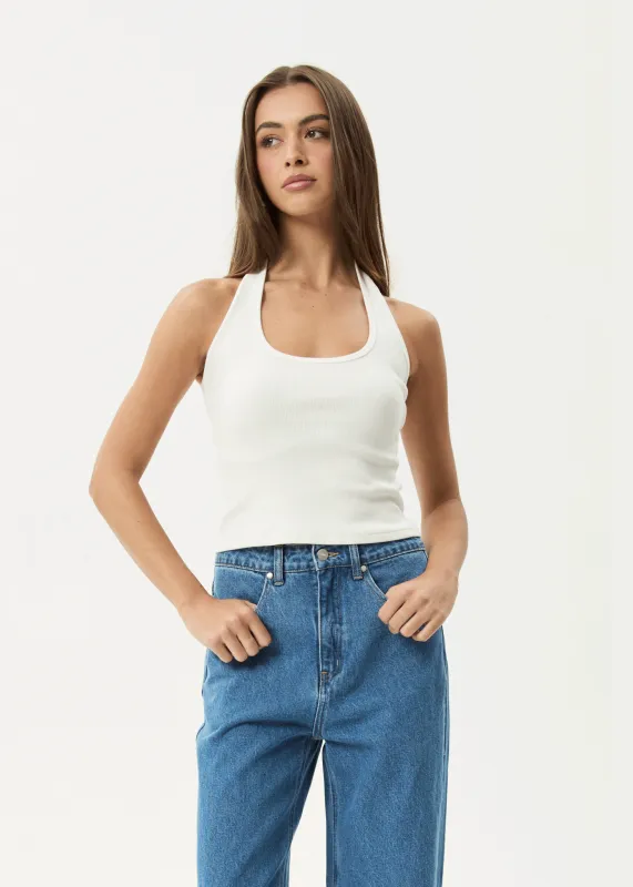AFENDS Womens Basis - Rib Halter - White sold by Afends