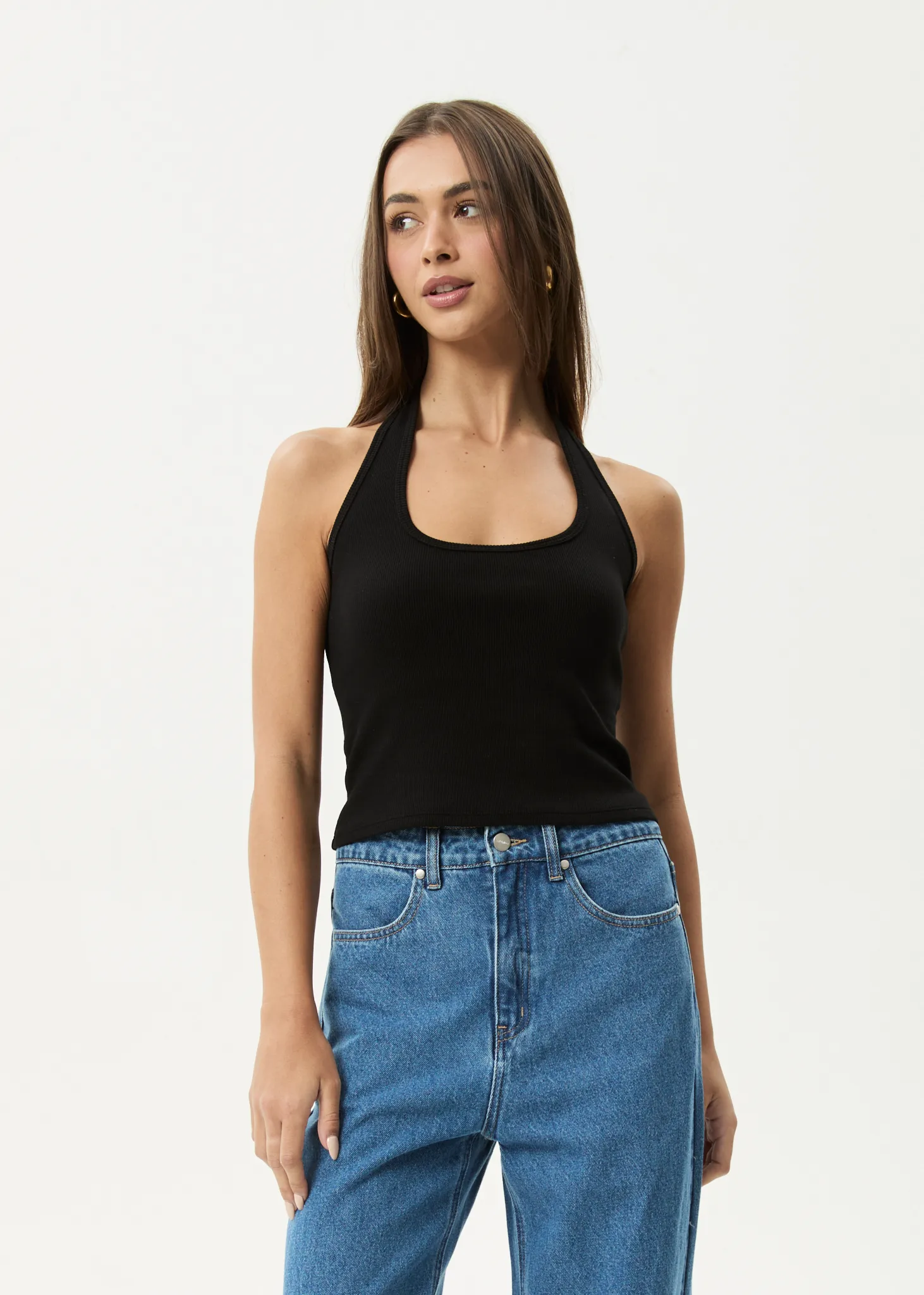 AFENDS Womens Basis - Rib Halter - Black sold by Afends