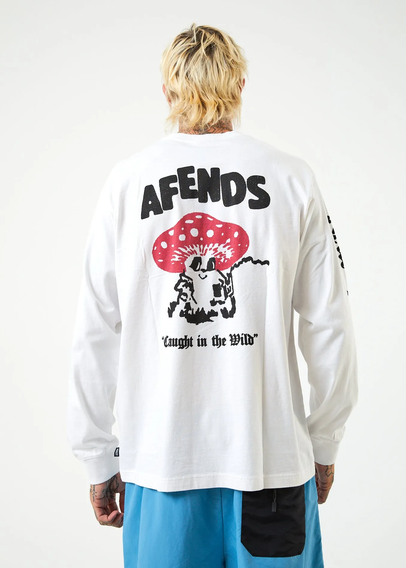 AFENDS Mens Caught In The Wild - Long Sleeve Graphic T-Shirt - White sold by Afends product image thumbnail 5