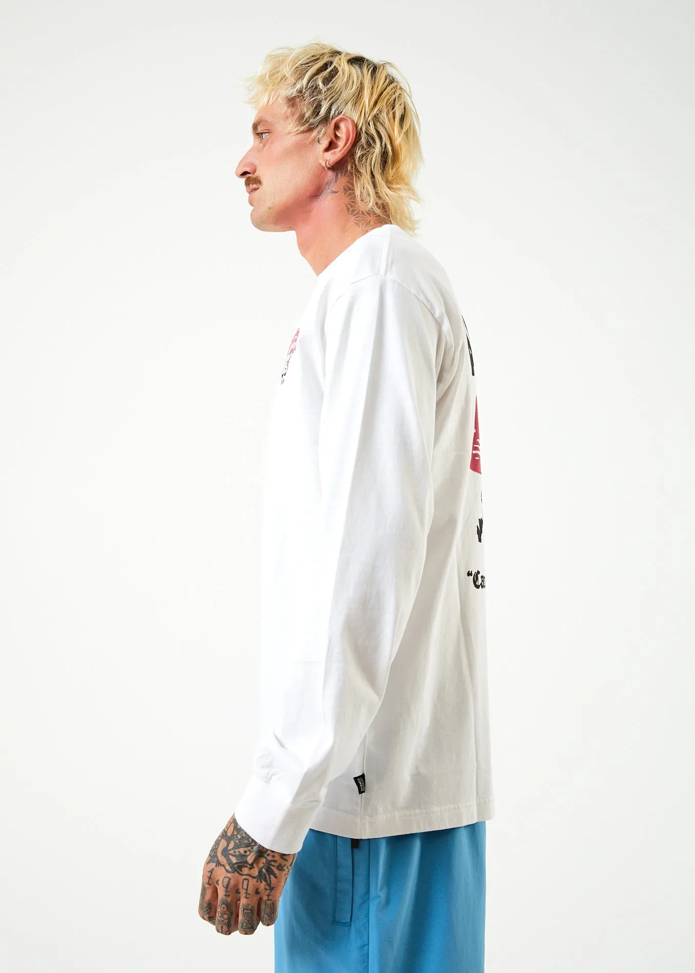 AFENDS Mens Caught In The Wild - Long Sleeve Graphic T-Shirt - White sold by Afends product image thumbnail 4