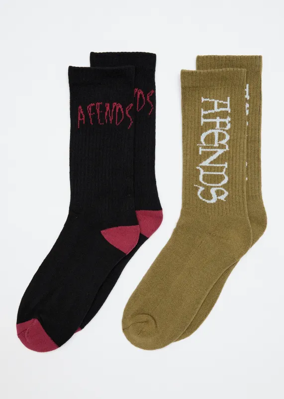 AFENDS Mens Twin Flames - Socks Two Pack - Multi sold by Afends
