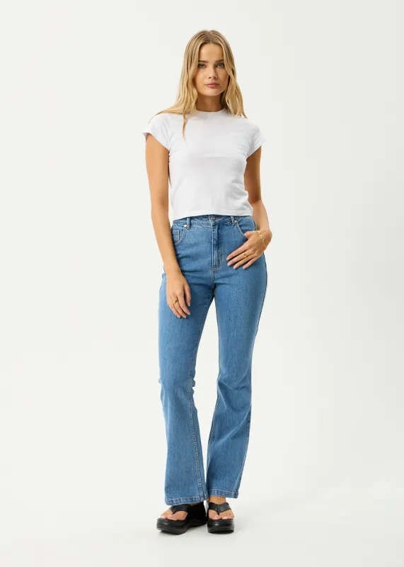 AFENDS Womens Cassidy - Bootcut Jean - Worn Blue sold by Afends